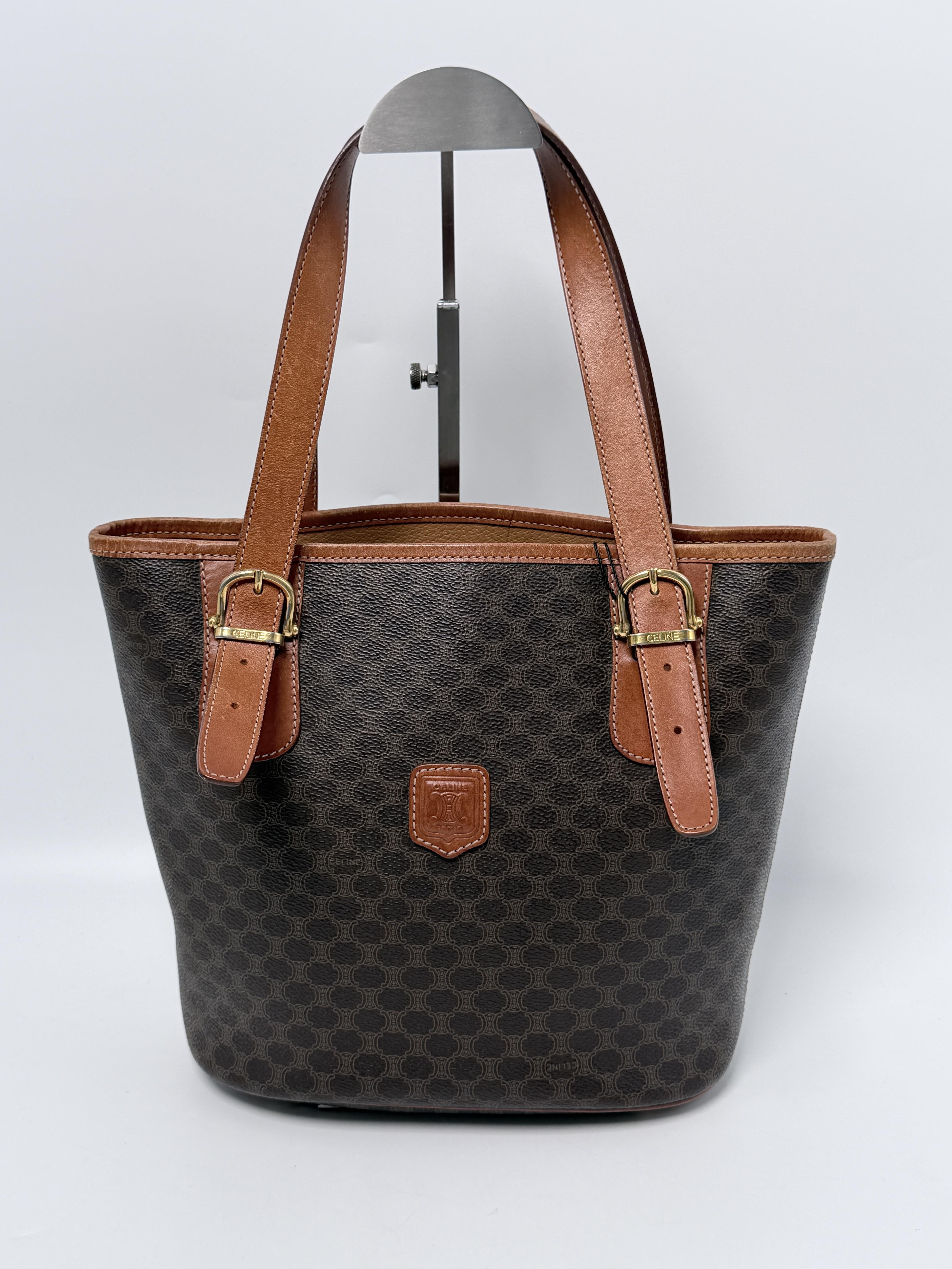 Macadam Bucket Tote Bag Brown Vintage Shoulder Handbag XU002CE