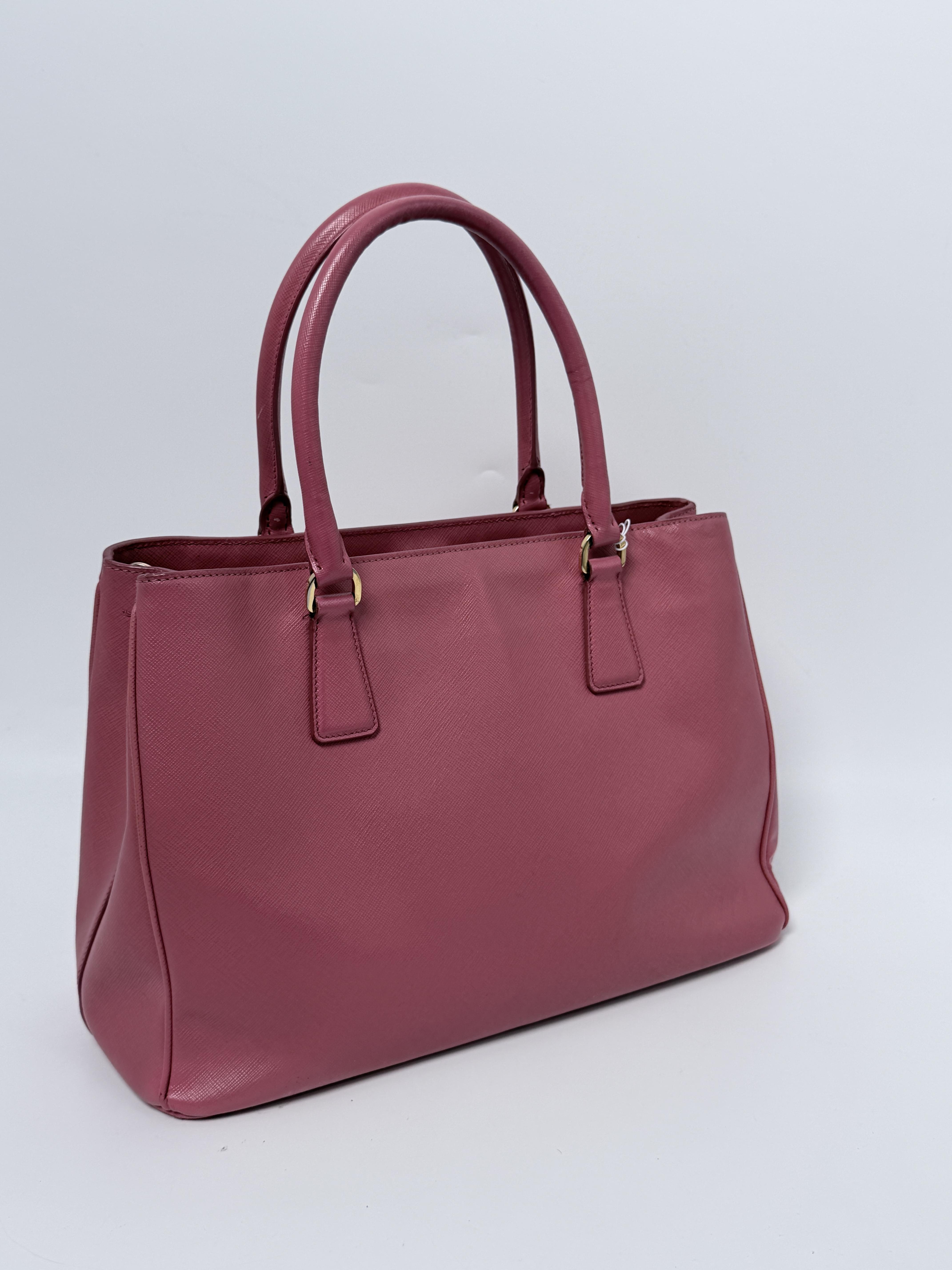 Pre-owned PRADA leather Tote Bags Galleria Medium Saffiano Top Handle Shoulder Tote Bag Pink JC177PR