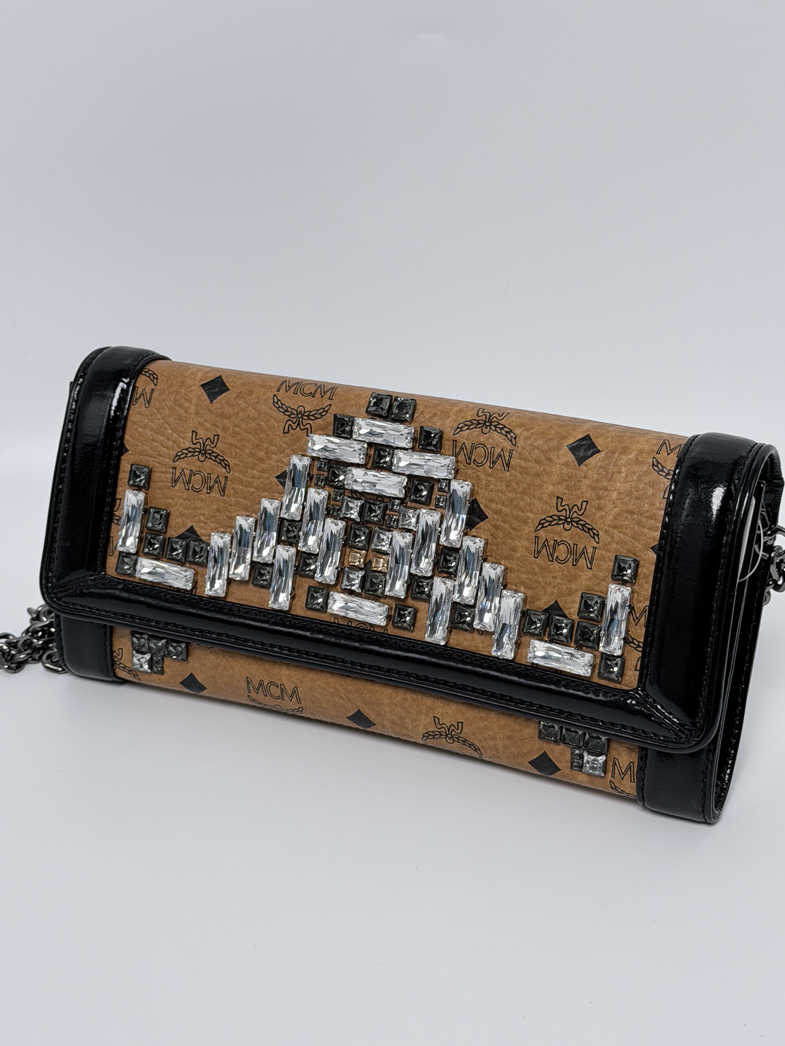 Visetos Crystal Studded Flap Shoulder Bag ZS003MCM
