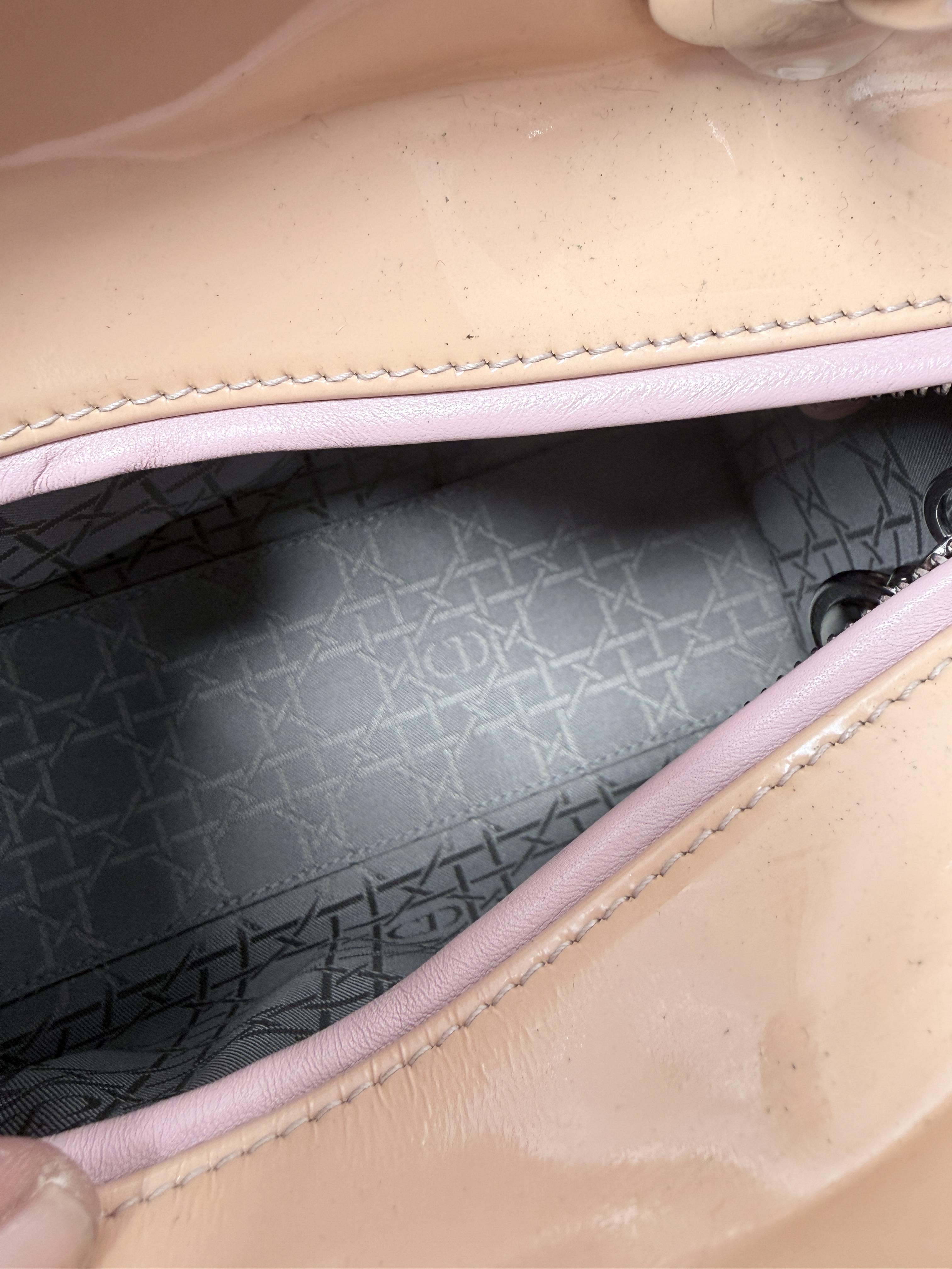 Christian Cannage Medium Lady Handle Handbag Shoulder Bag Pink XU008CD