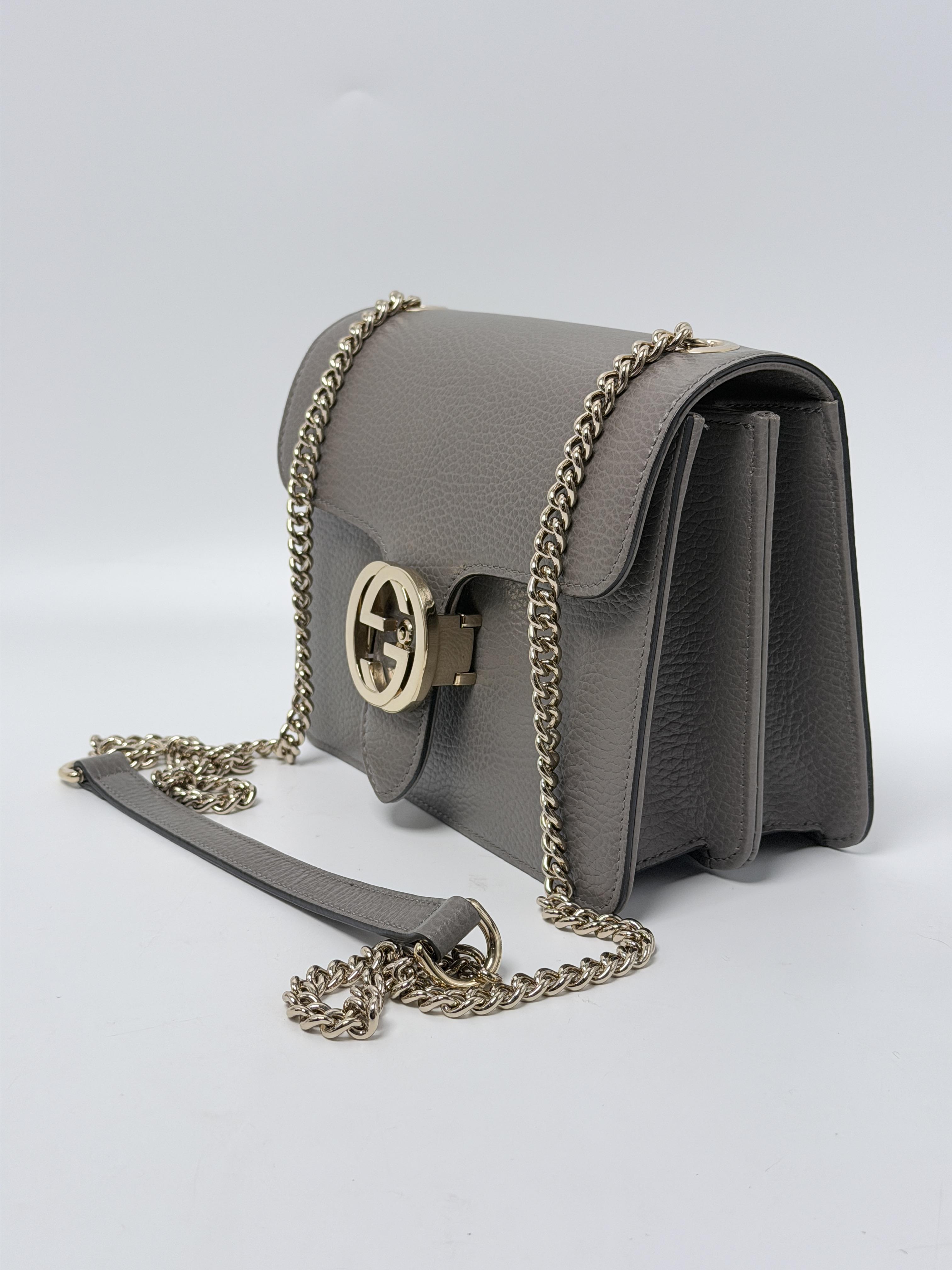 Grey Dollar Interlocking G Chain Shoulder Handbag Crossbody Bag JP003GG