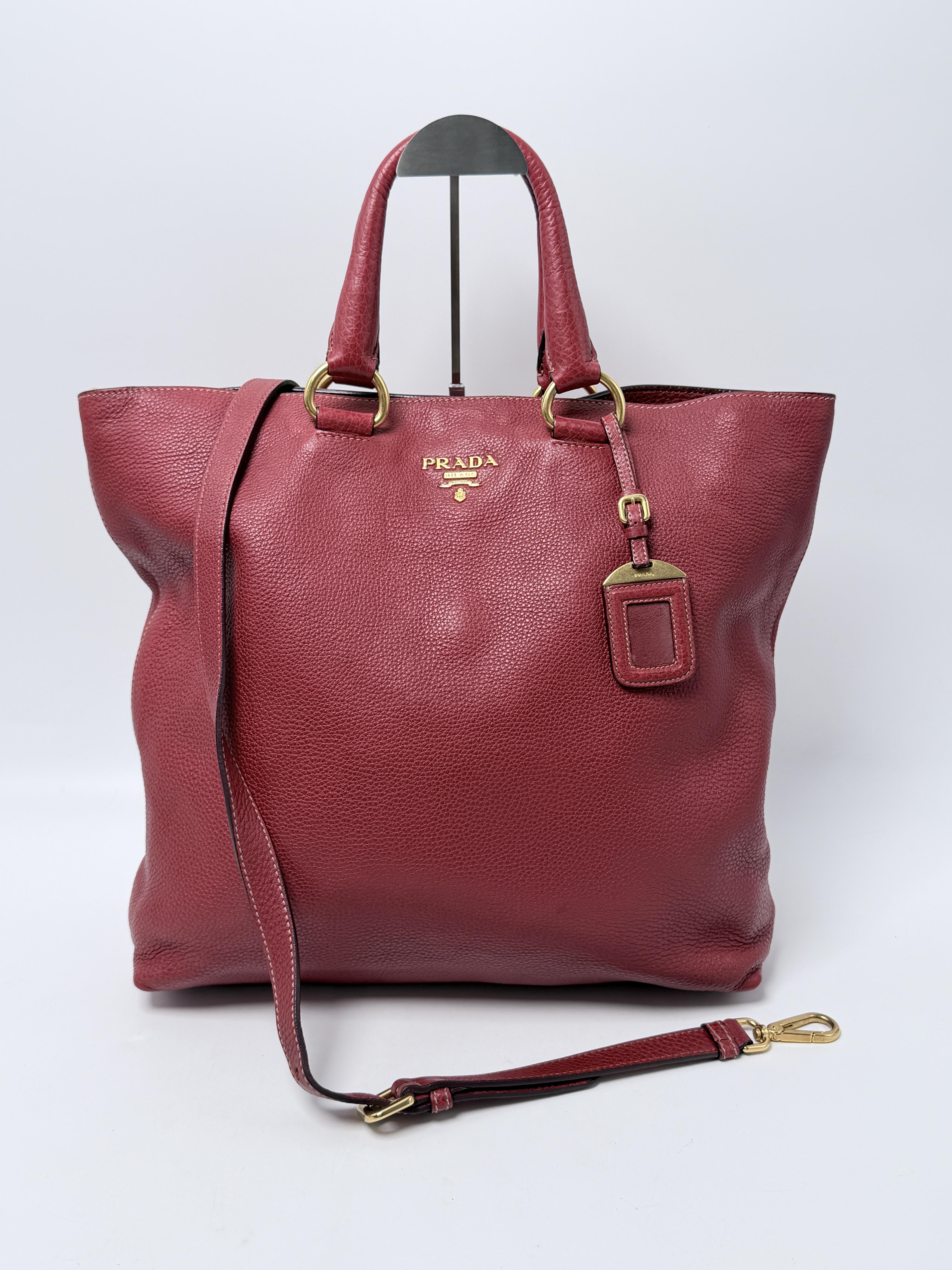 Rosso Red Vitello Daino Open Shopping Tote Bag Handle Handbag JP008PR