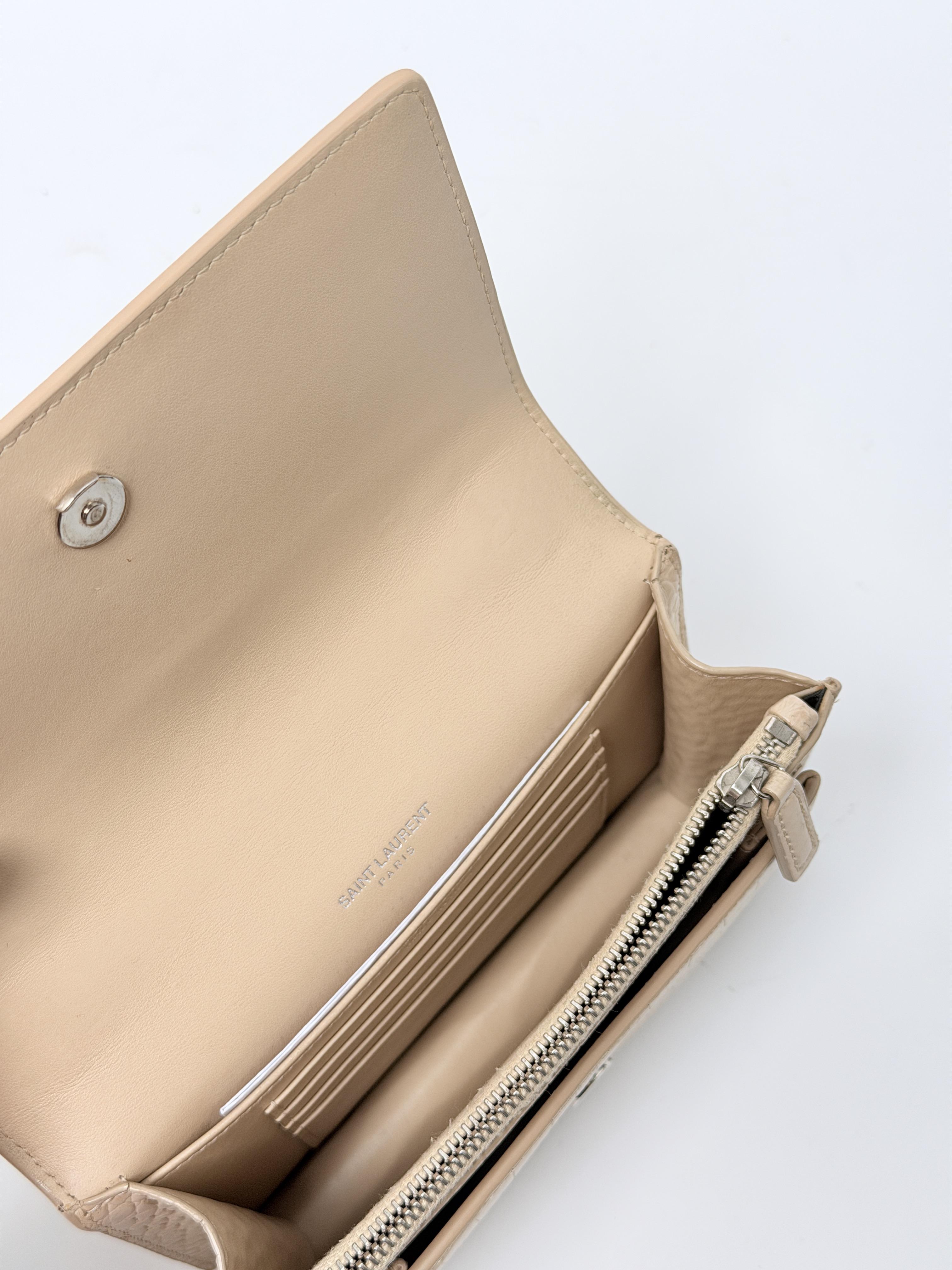 Saint Laurent Small Sunset Chain Wallet Shoulder Crossbody Bag Beige JD1680Y