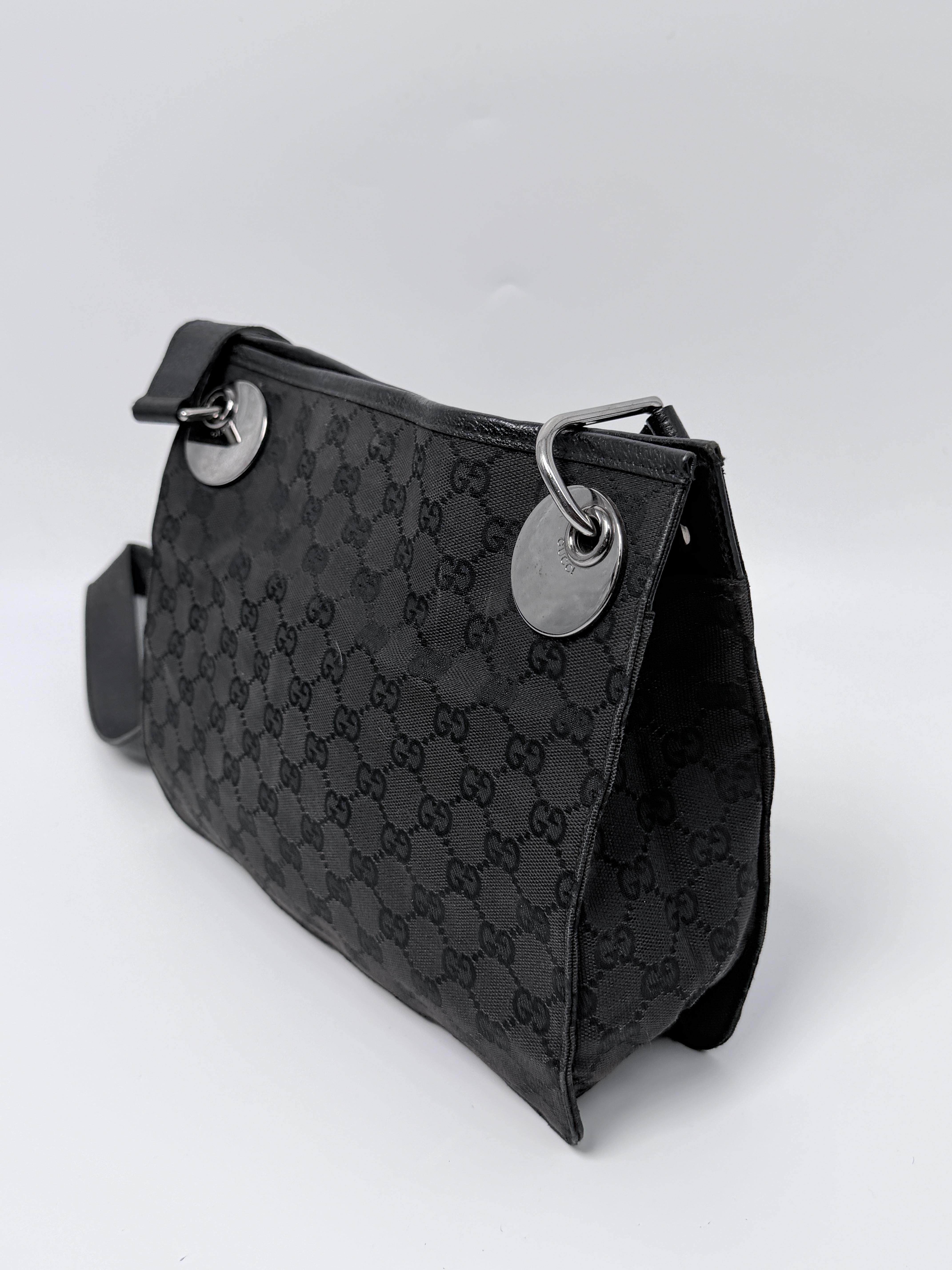 Pre-owned GUCCI GG leather Crossbody Bags Canvas Black Crossbody Messenger Bag JA792GG