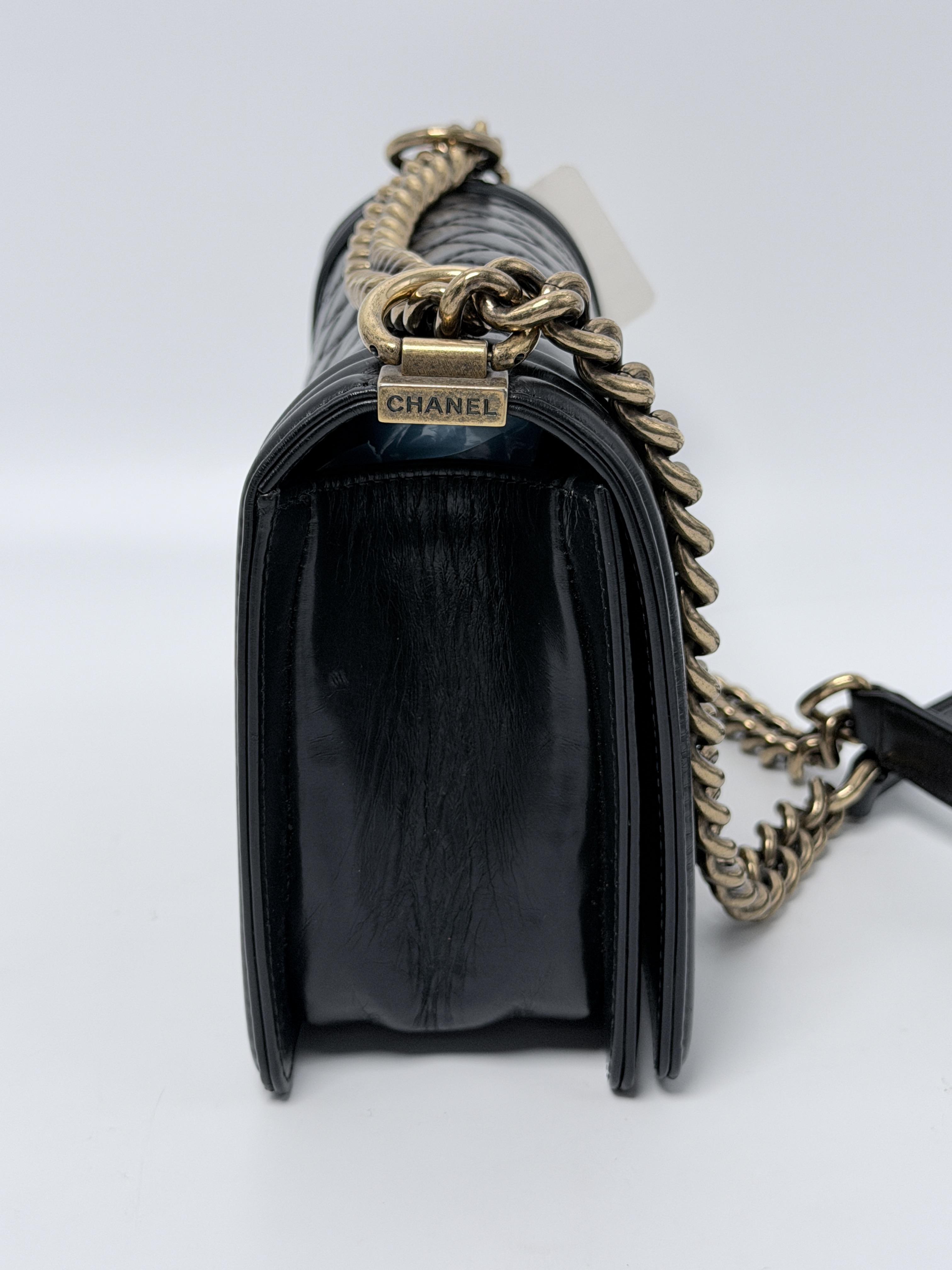Boy Flap Bag Old Medium Black Quilted Crossbody Shoulder Handbag XU026CC