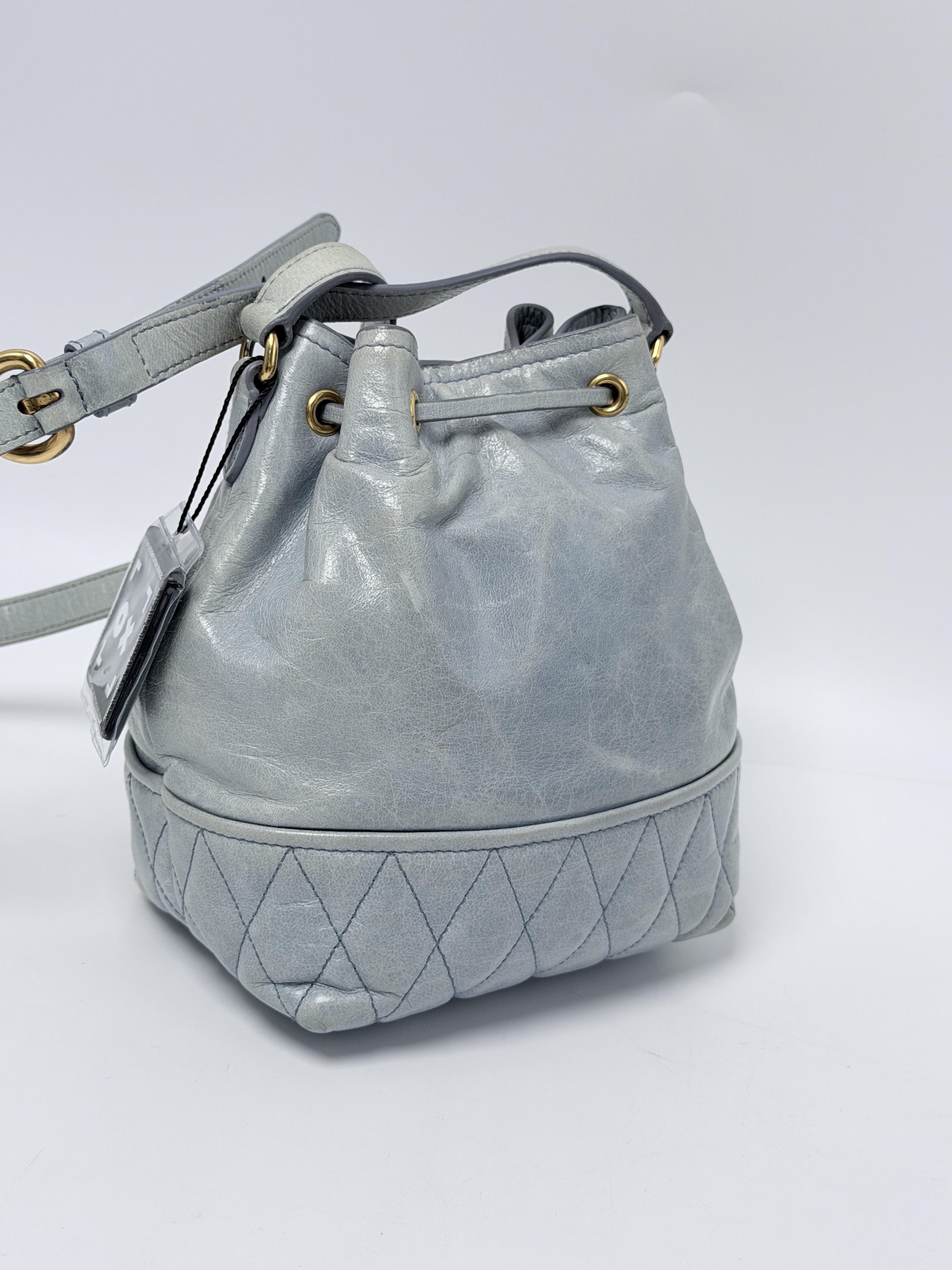 Quilted Drawstring Bucket Bag Grey Crossbody JD1331MM