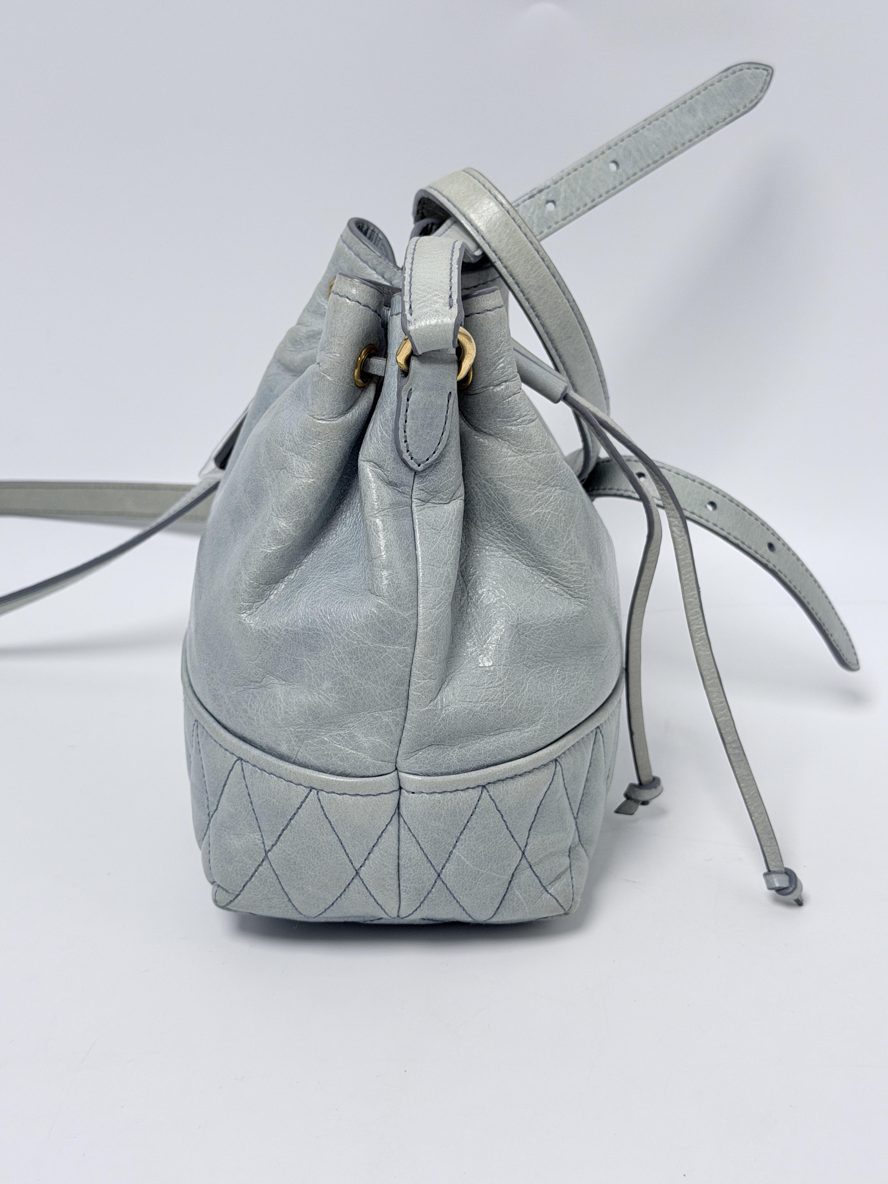 Quilted Drawstring Bucket Bag Grey Crossbody JD1331MM