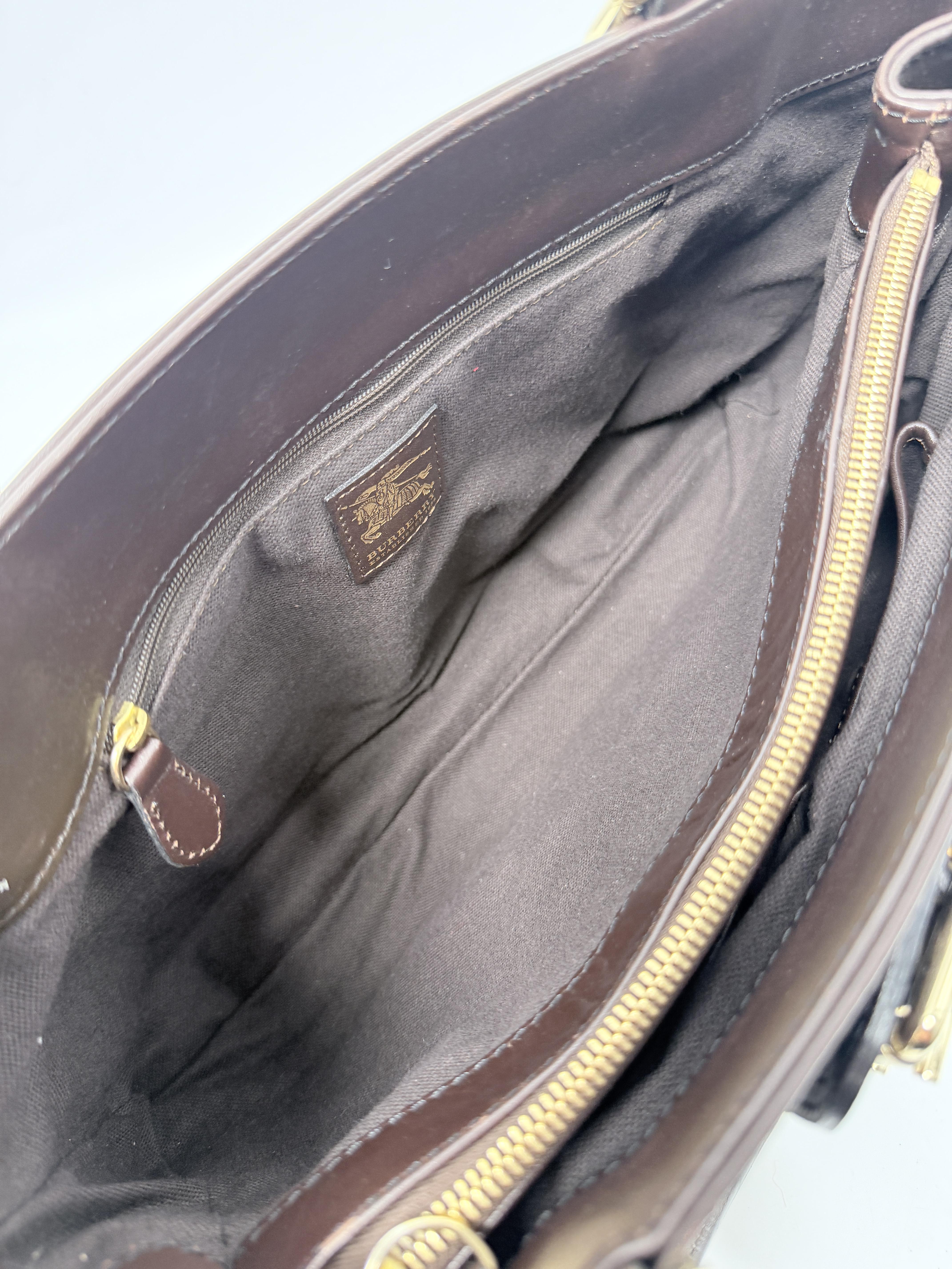 Haymarket Check Satchel Bag Dark Brown Vintage Tote Handbag JA1321BR