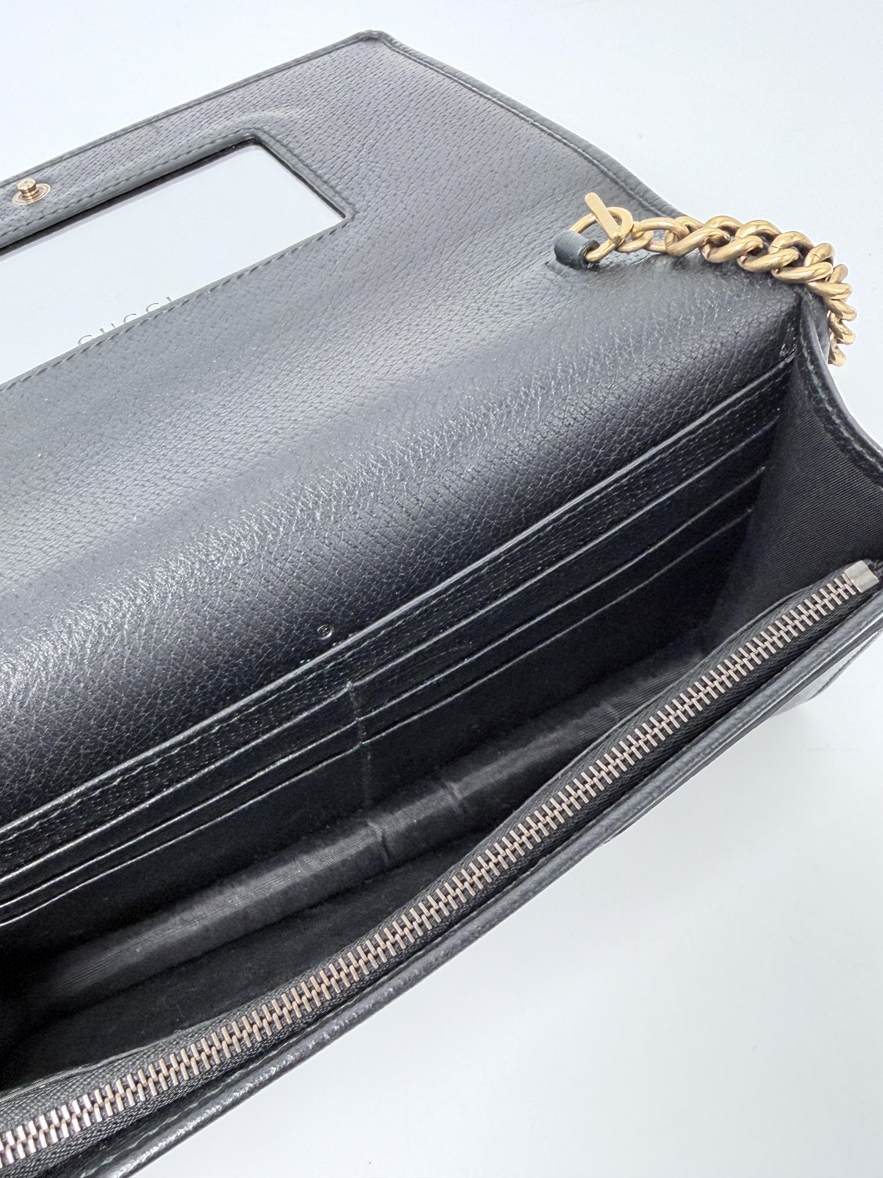 GG Marmont Wallet on Chain Crystal Embellished Flower Black Bag JD1158GG