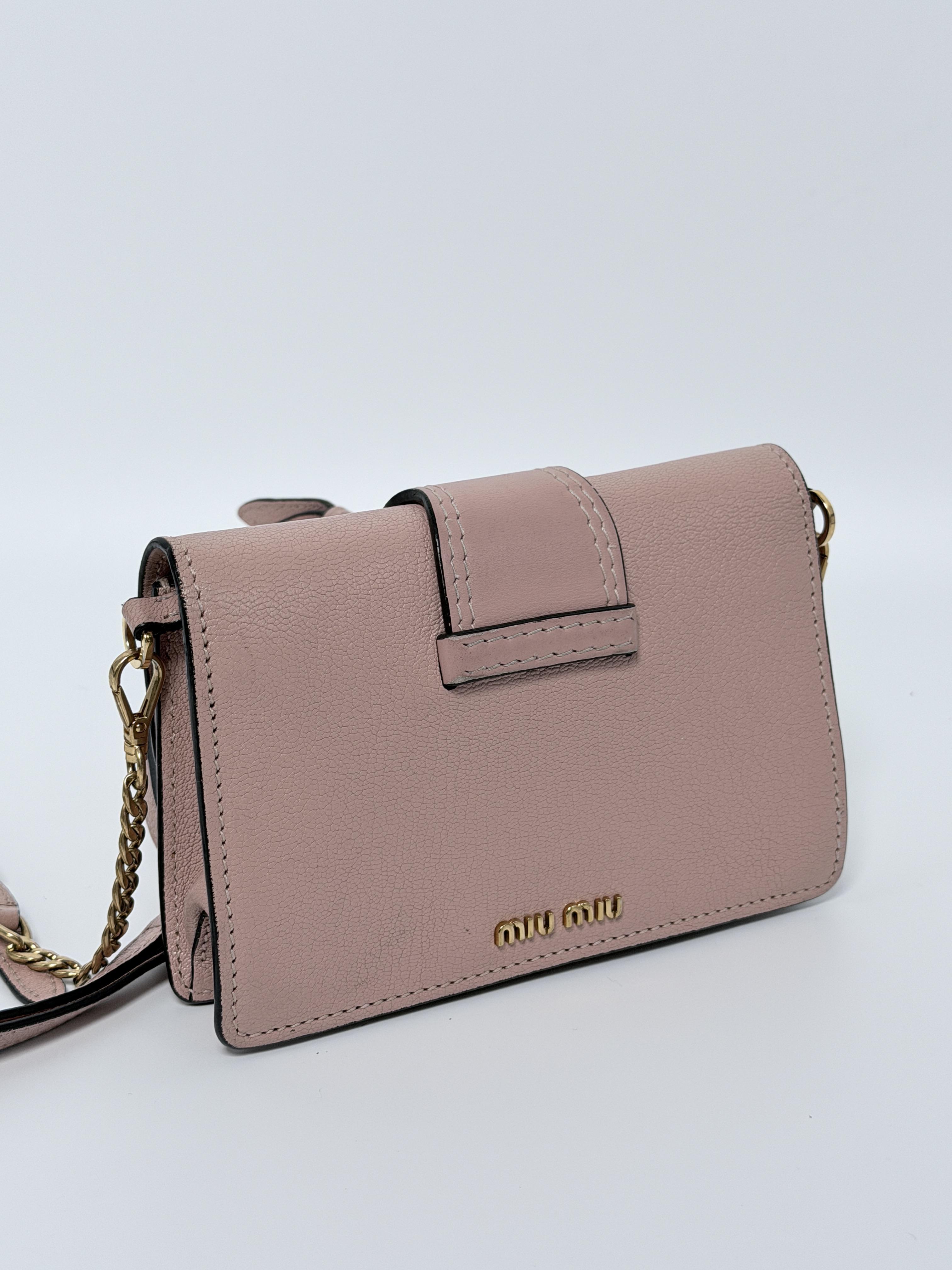 Pre-owned miu miu Leather Crossbody Bags Madras Soft Calf Crystal & Pearl Embellished Lady Crossbody Bag Shoulder Handbag JD119MM