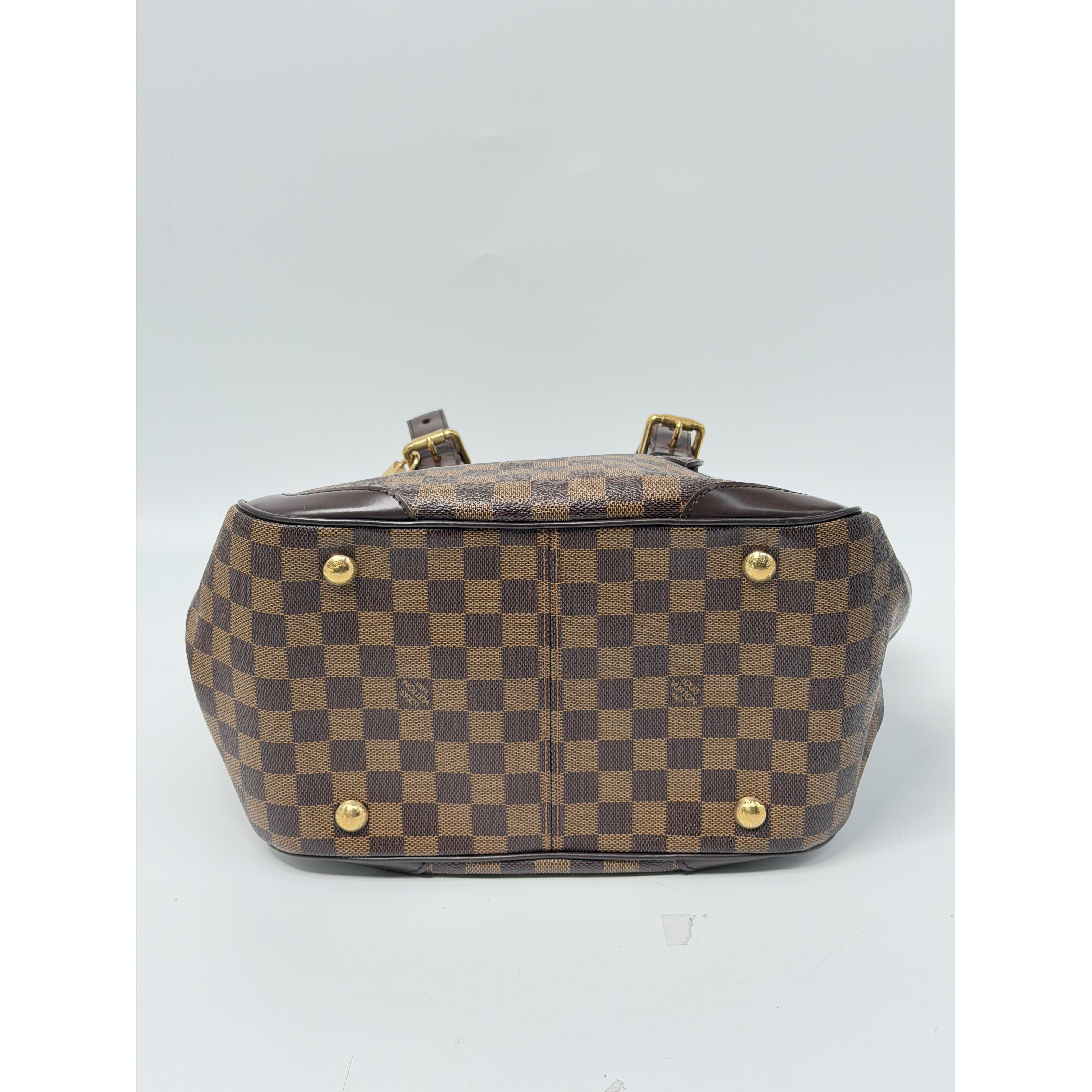 Pre-owned Louis Vuitton coated canvas Shoulder Bags Verona Damier Ebene Shoulder Bag Brown JA404LV