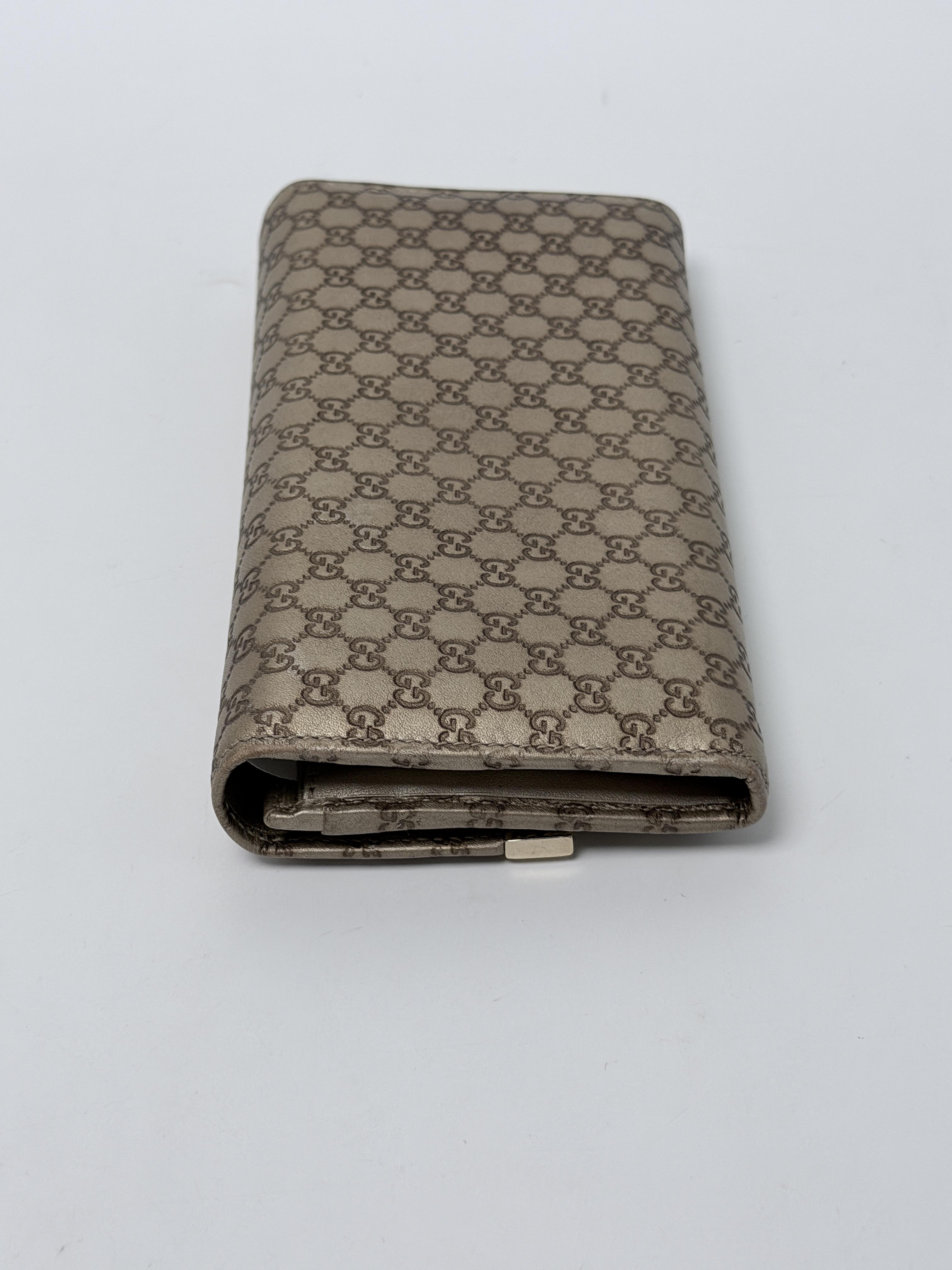 Metal Bar GG Canvas Continental Long Flap Beige Brown JD1547GG