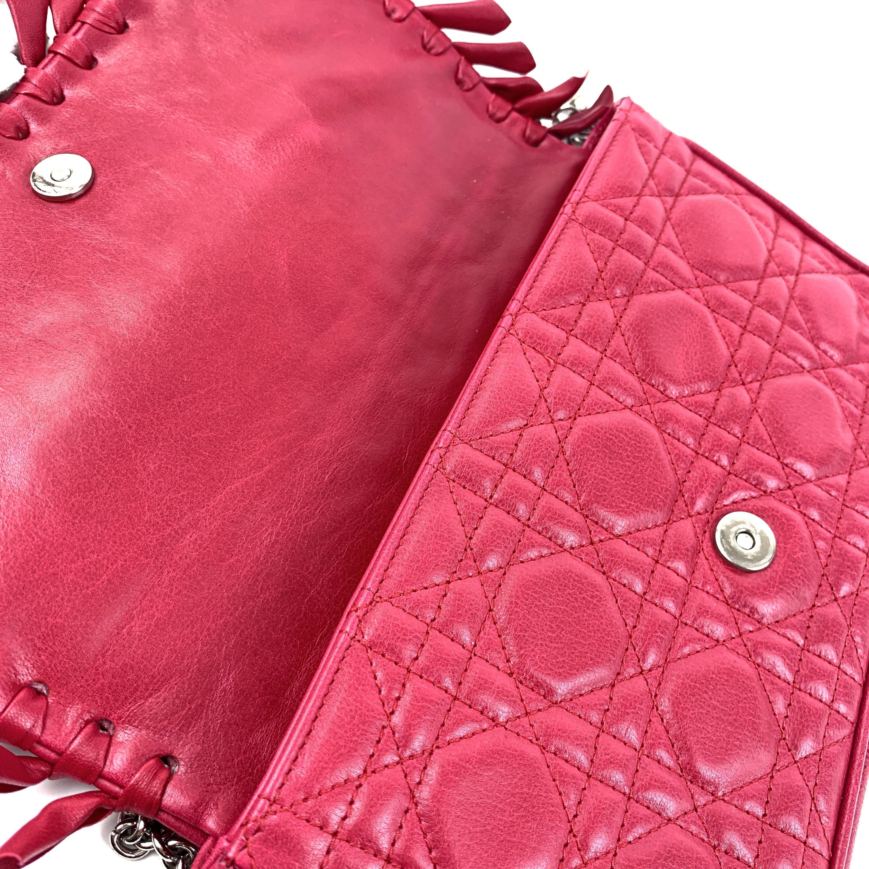 Pre-owned Dior sheepskin Crossbody Bags WOC Bag Magenta Lambskin with Floral Design, Handheld & Shoulder,Sku:SH39 2011