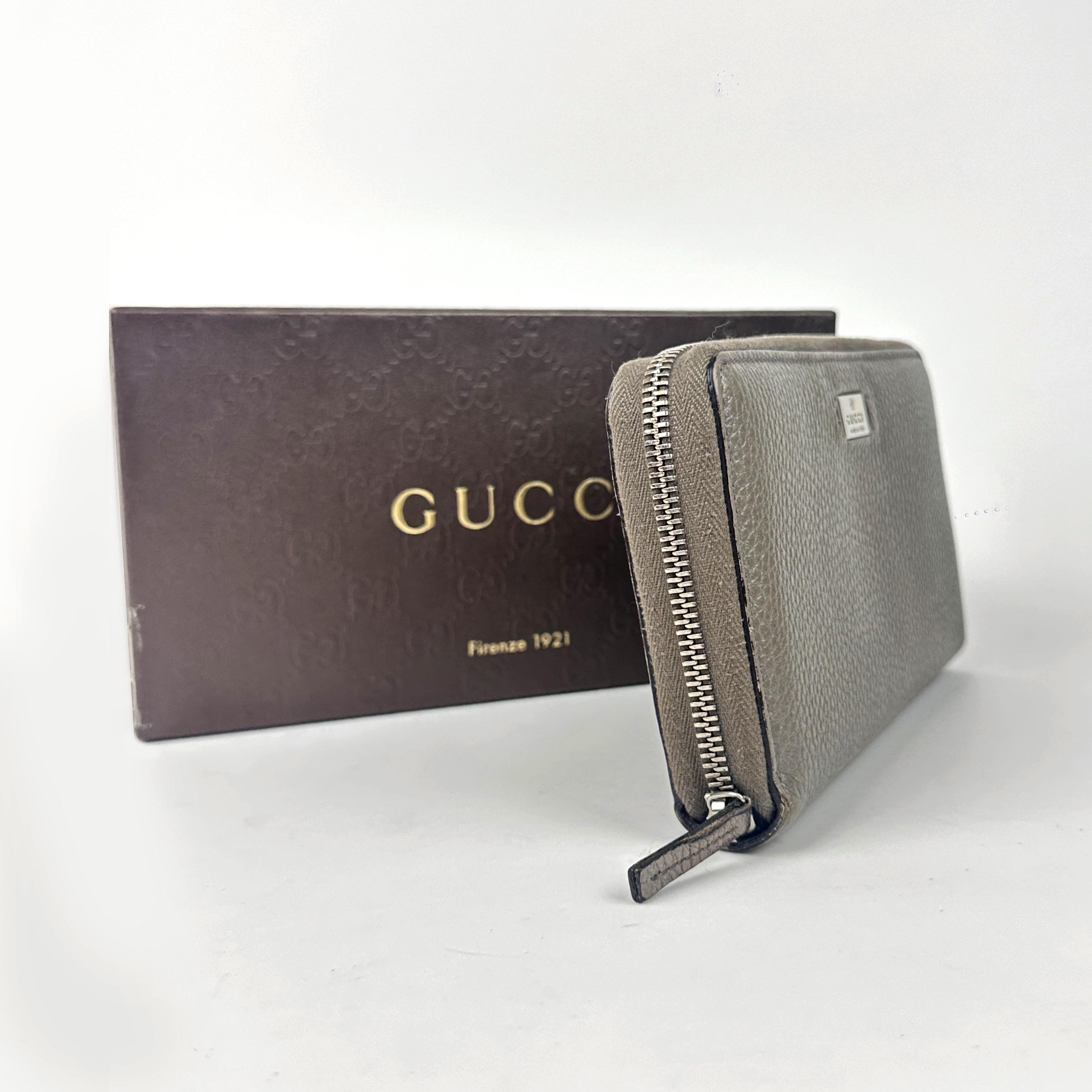 Pre-owned GUCCI cow leather Mini Bags Anthracite Grey Long Zip around Wallet Sku：SH05