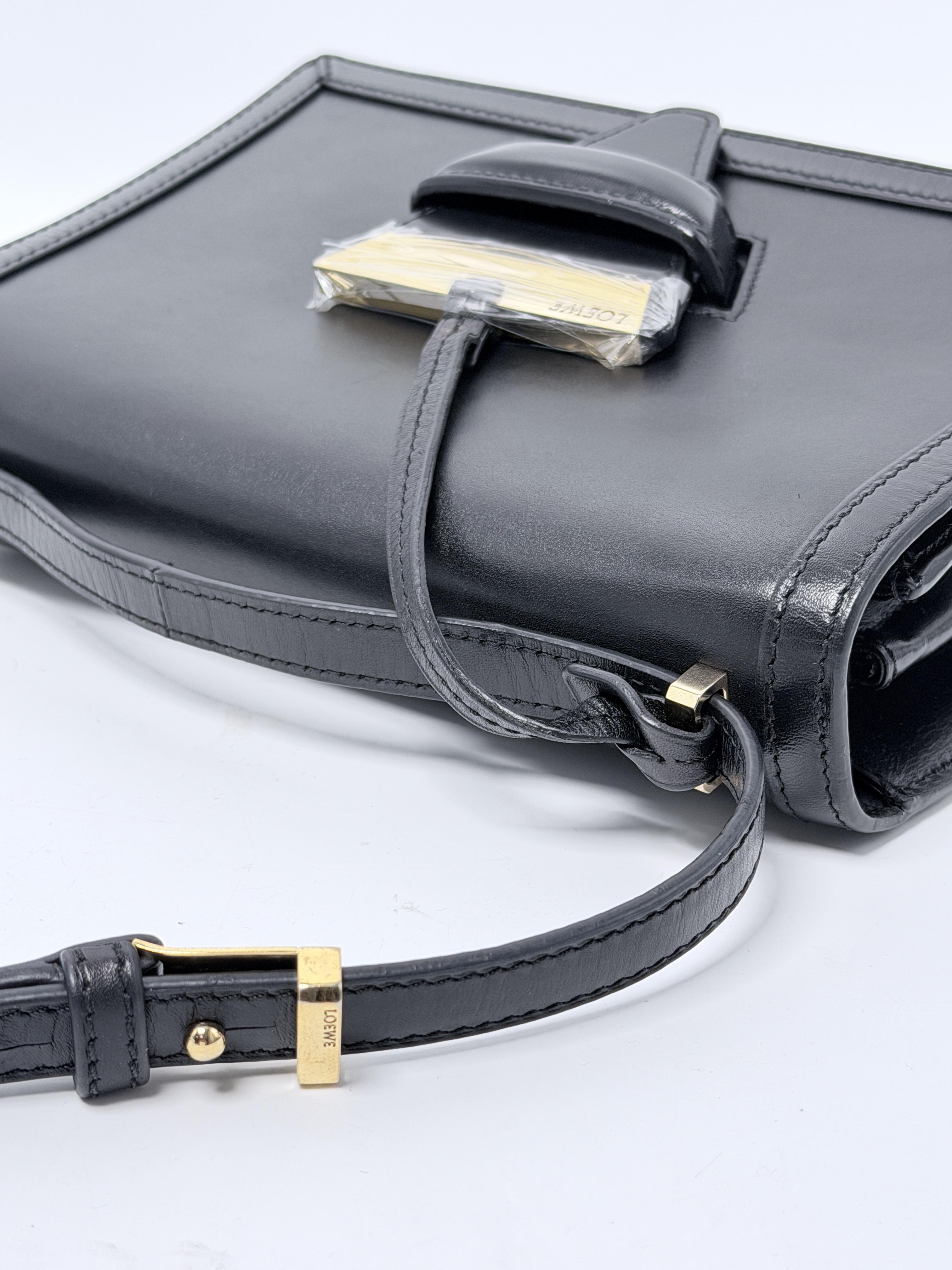 Barcelona Small Bag Black Box Calfskin Crossbody Shoulder Handbag ZS006LW