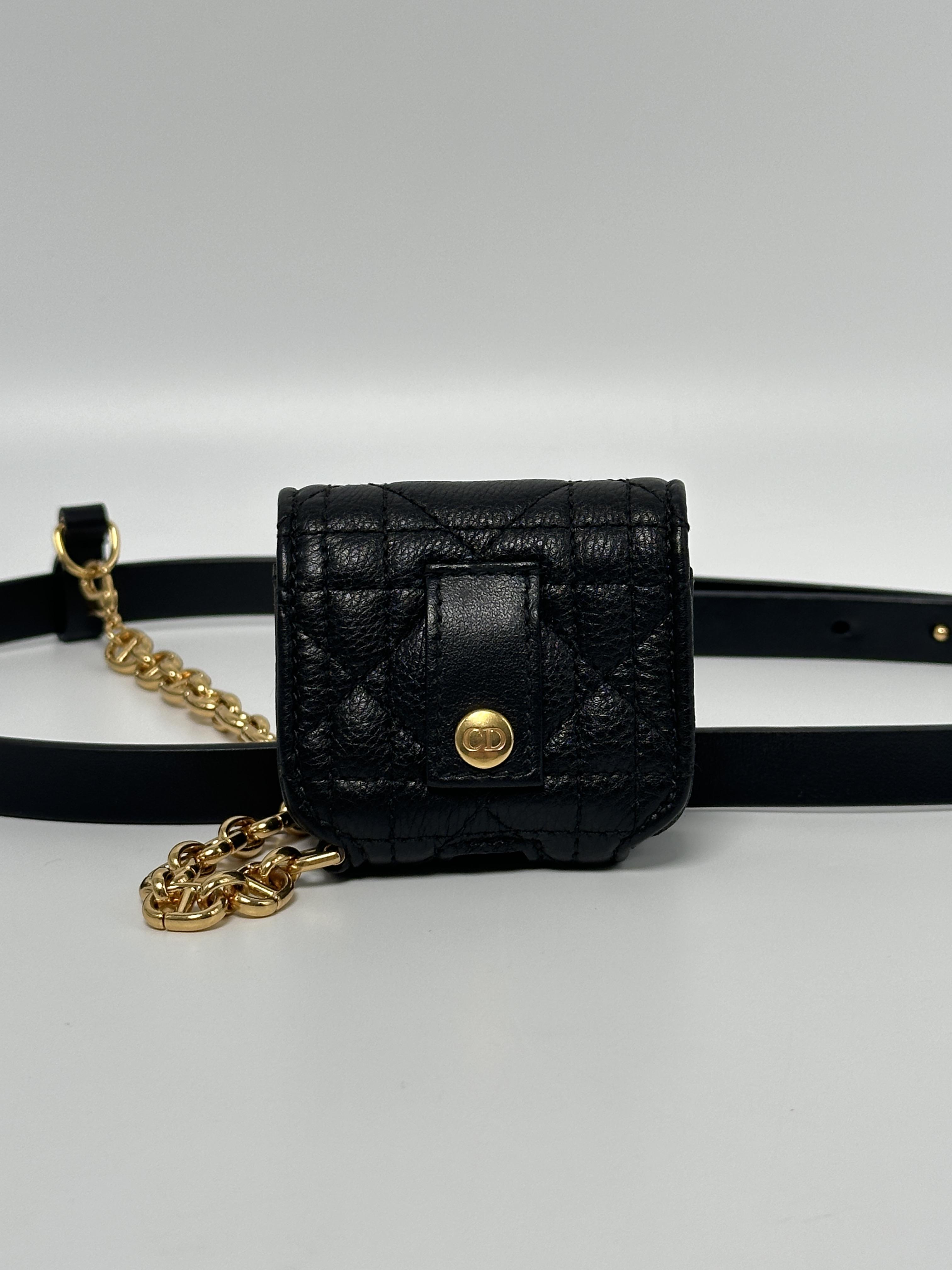 Pre-owned Dior leather Belt Bags Christian Black Belt Pouch JD809DR