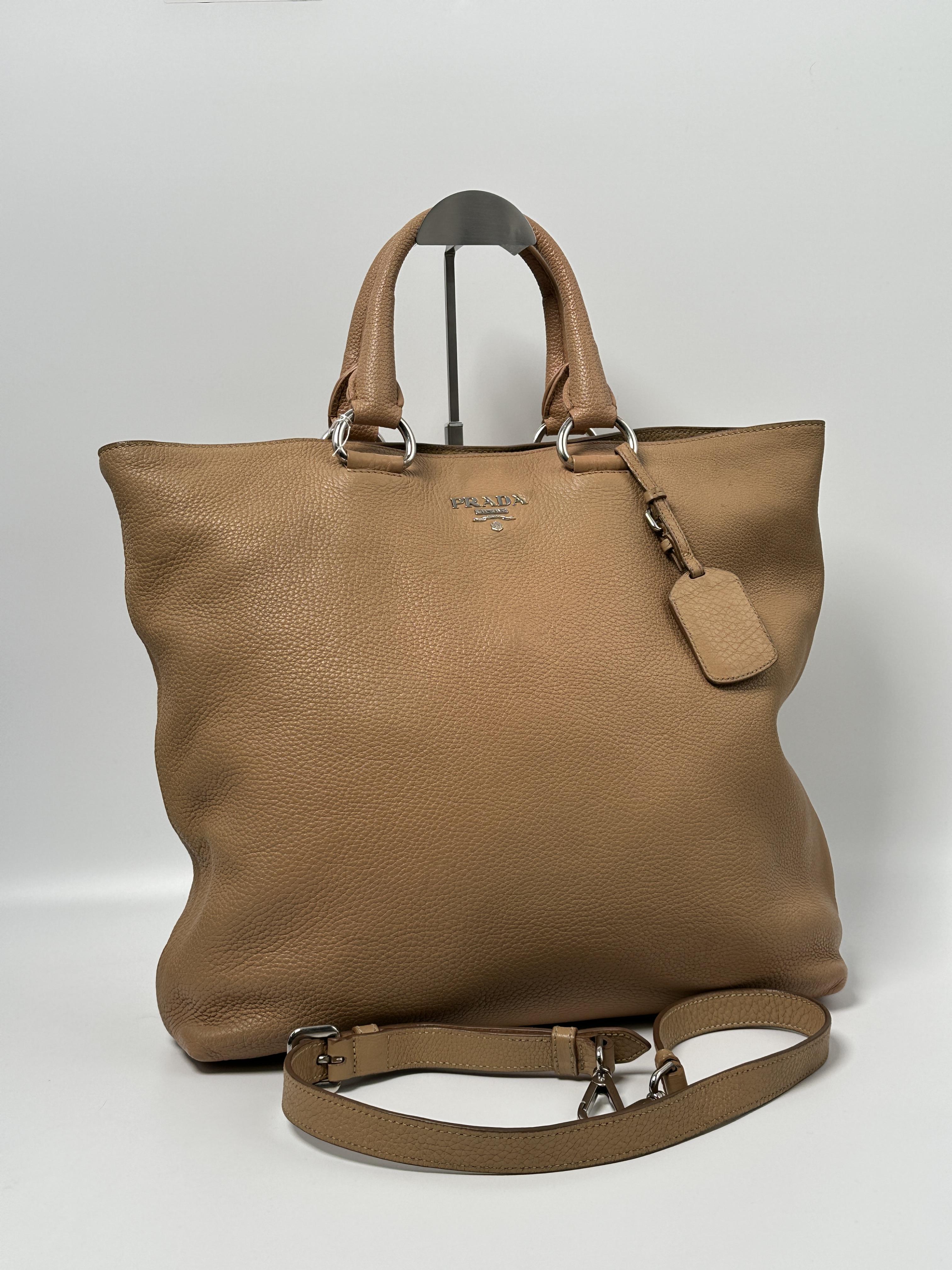 Pre-owned PRADA LEATHER Tote Bags Vitello Daino Tote Bag JE576PD