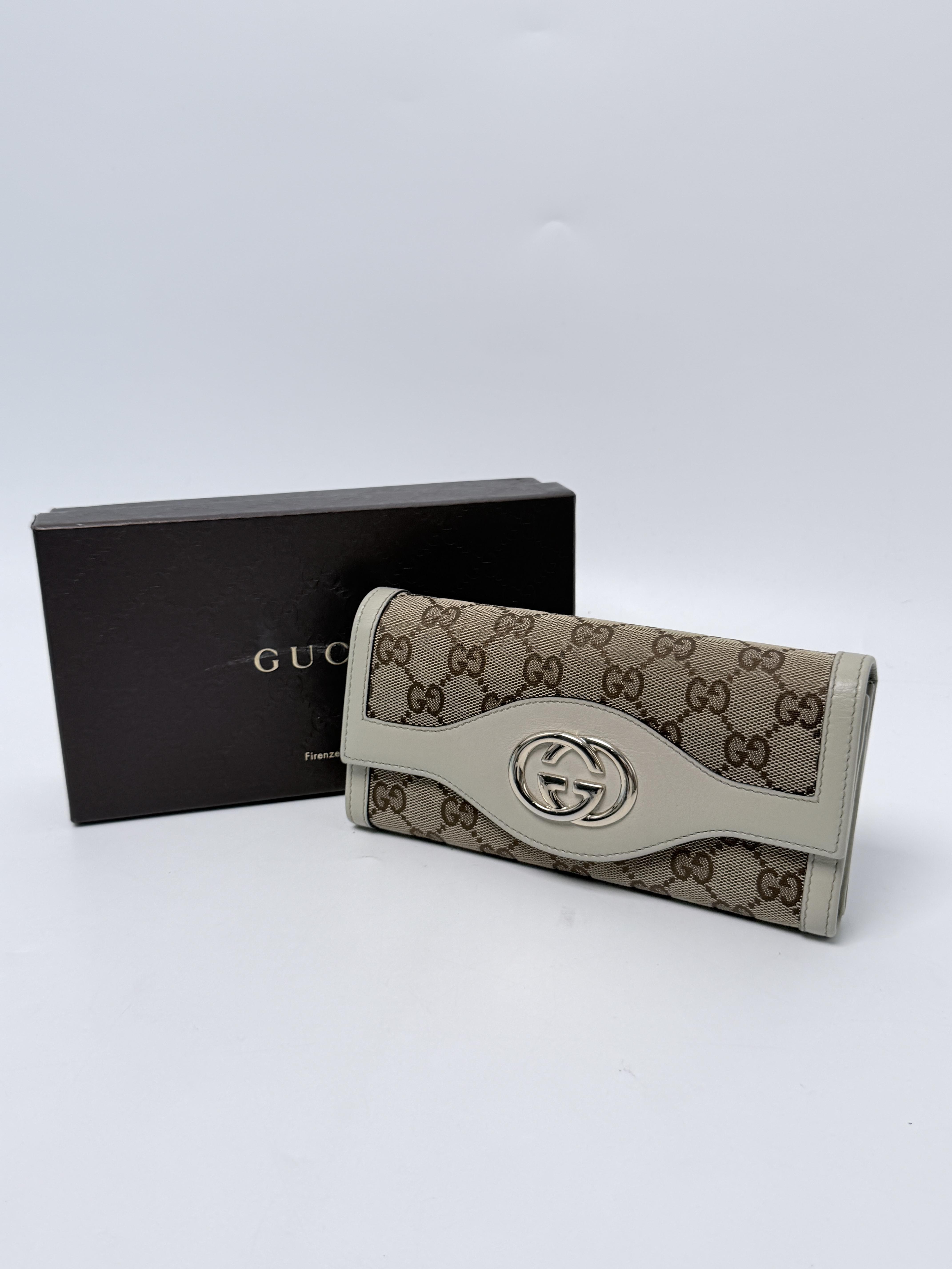 GG Interlocking G Suikey Continental Long Wallet Grey JD1493GG