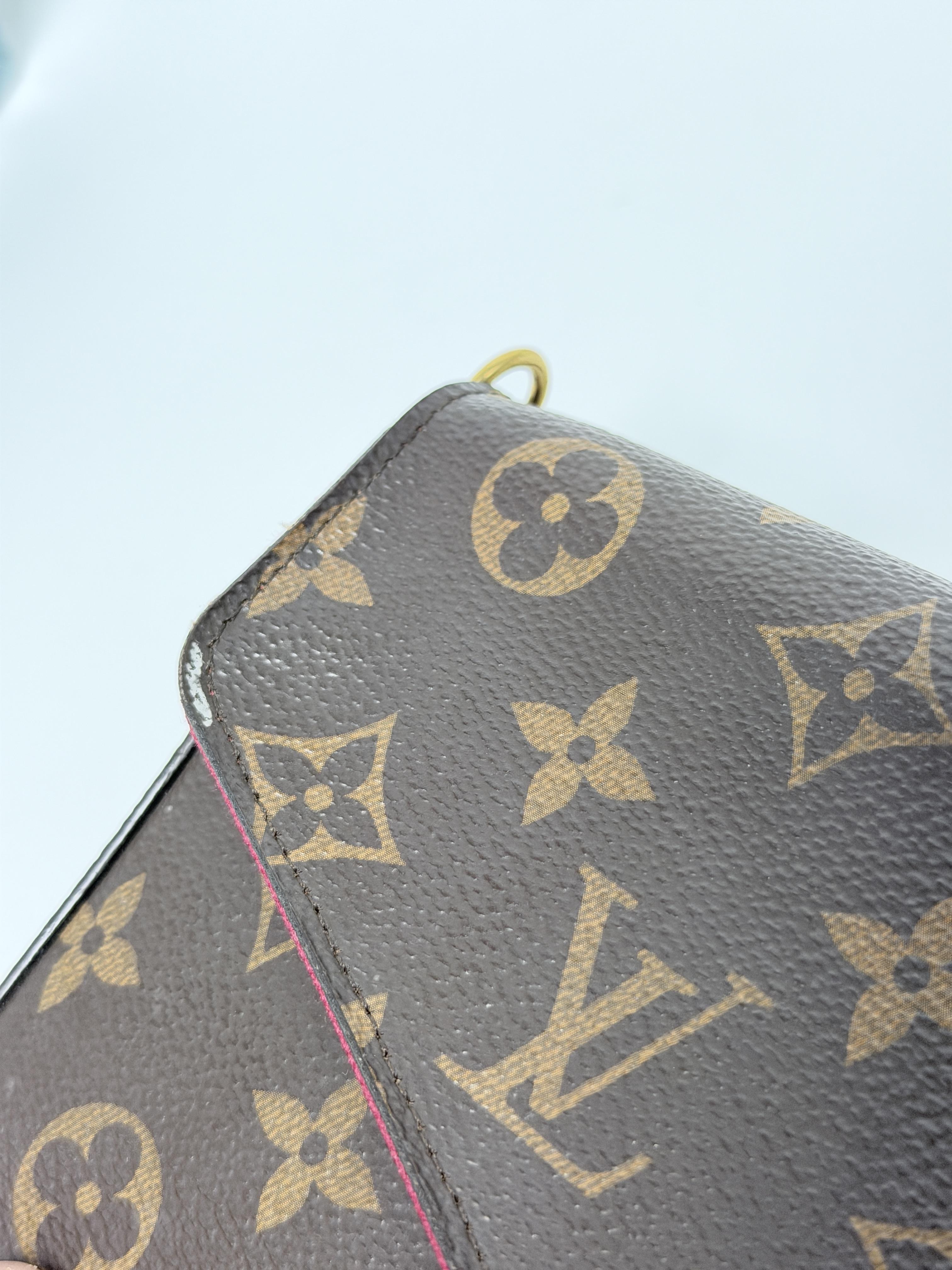 Pre-owned Louis Vuitton Canvas Shoulder Bags Authentic Monogram Pochette Félicie Chain Bag YMLV159