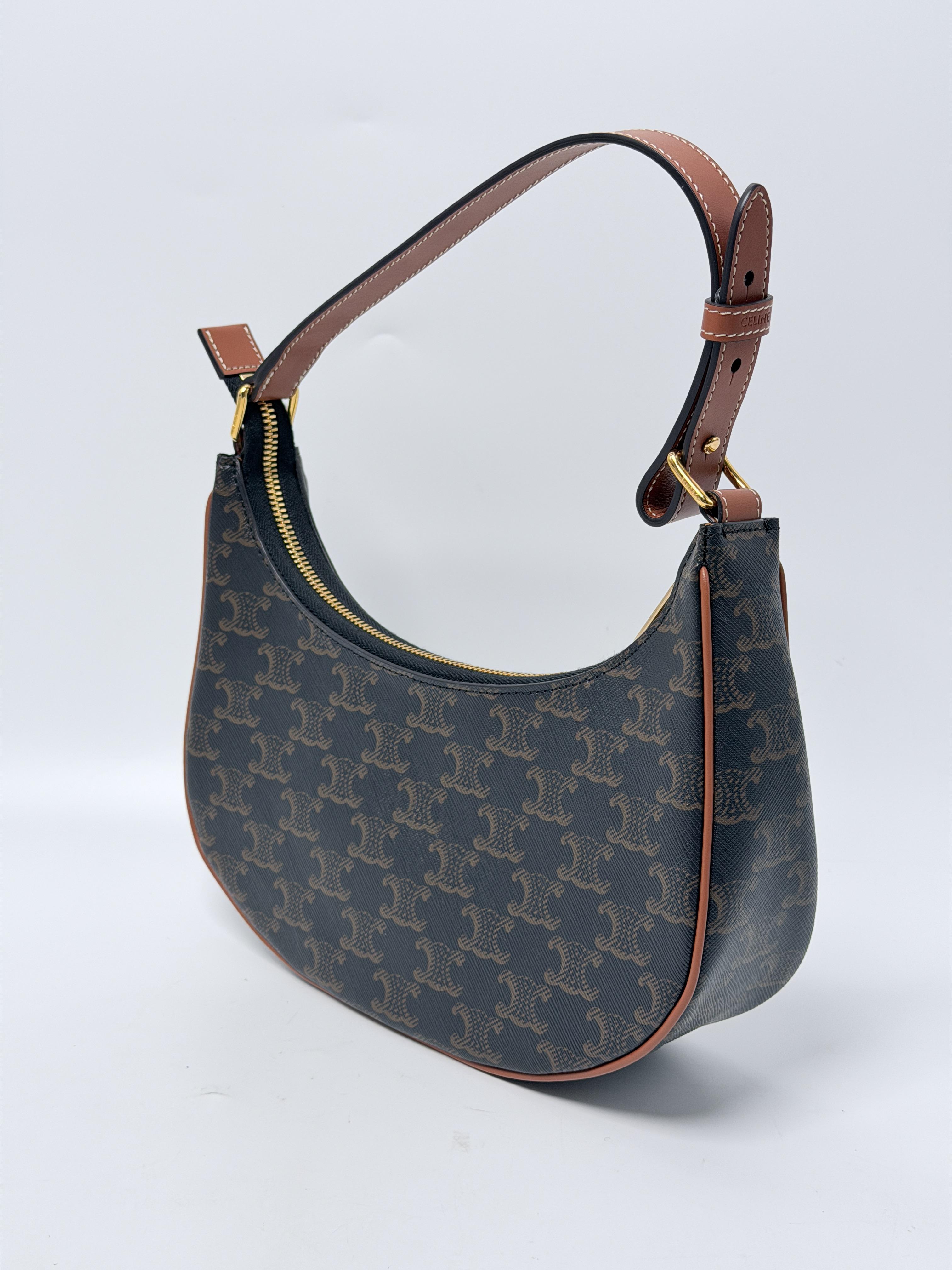 Ava Bag in Triomphe Canvas Tan Hobo Handbag Shoulder Bag JX001CE