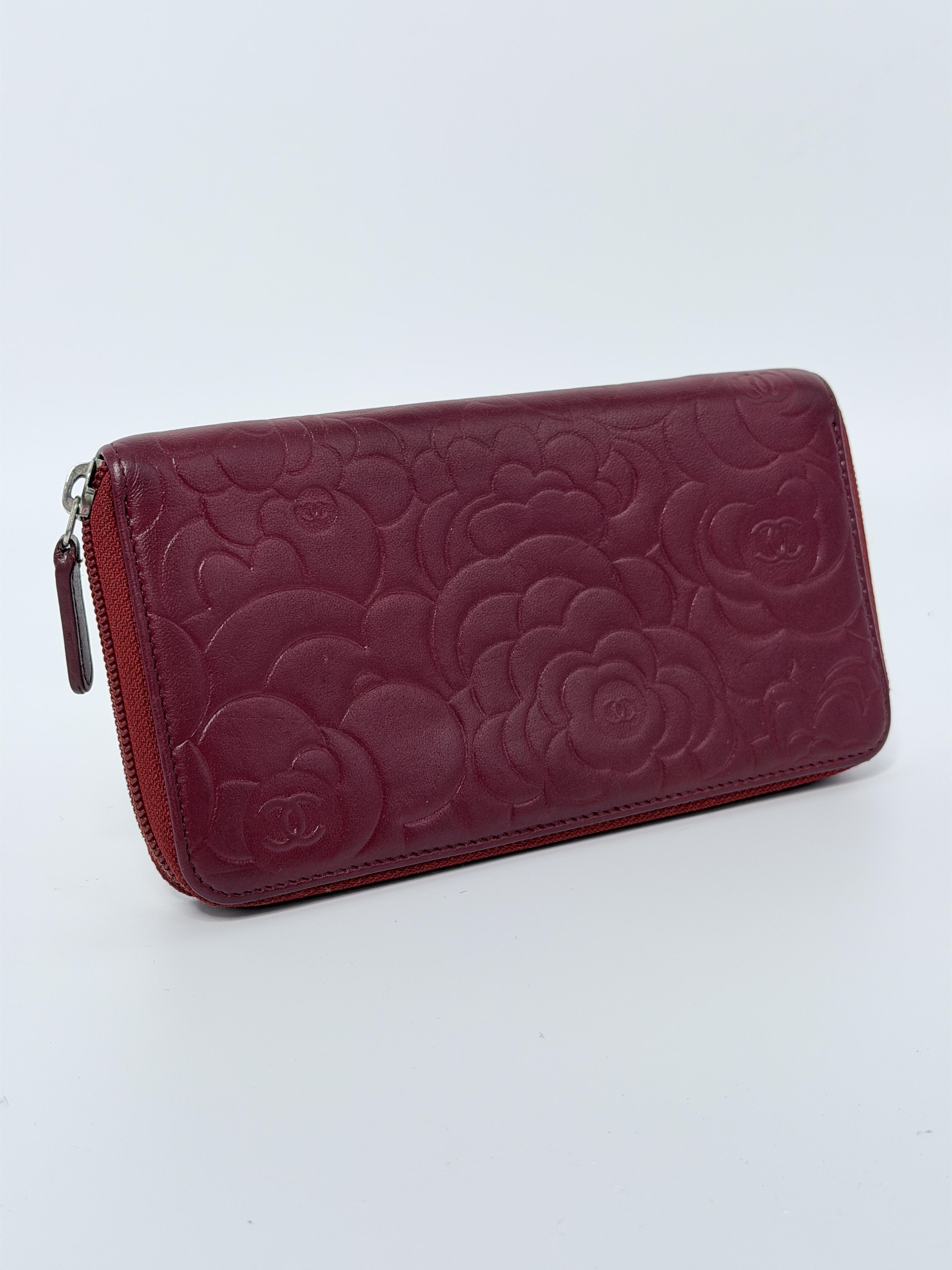 Burgundy Camellia Embossed Lambskin JD134CC