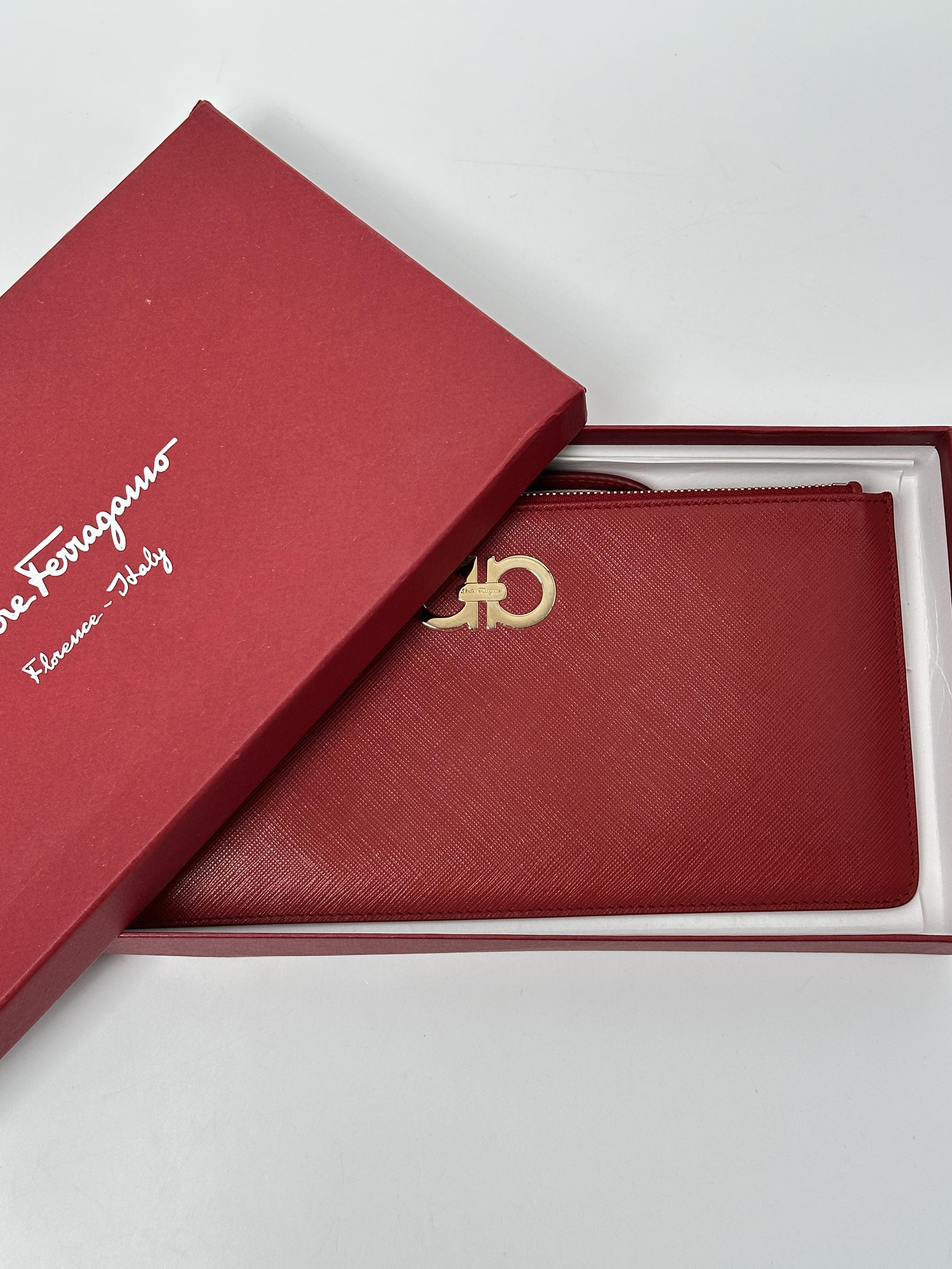 Red Gancini Zip Pouch JD702FG