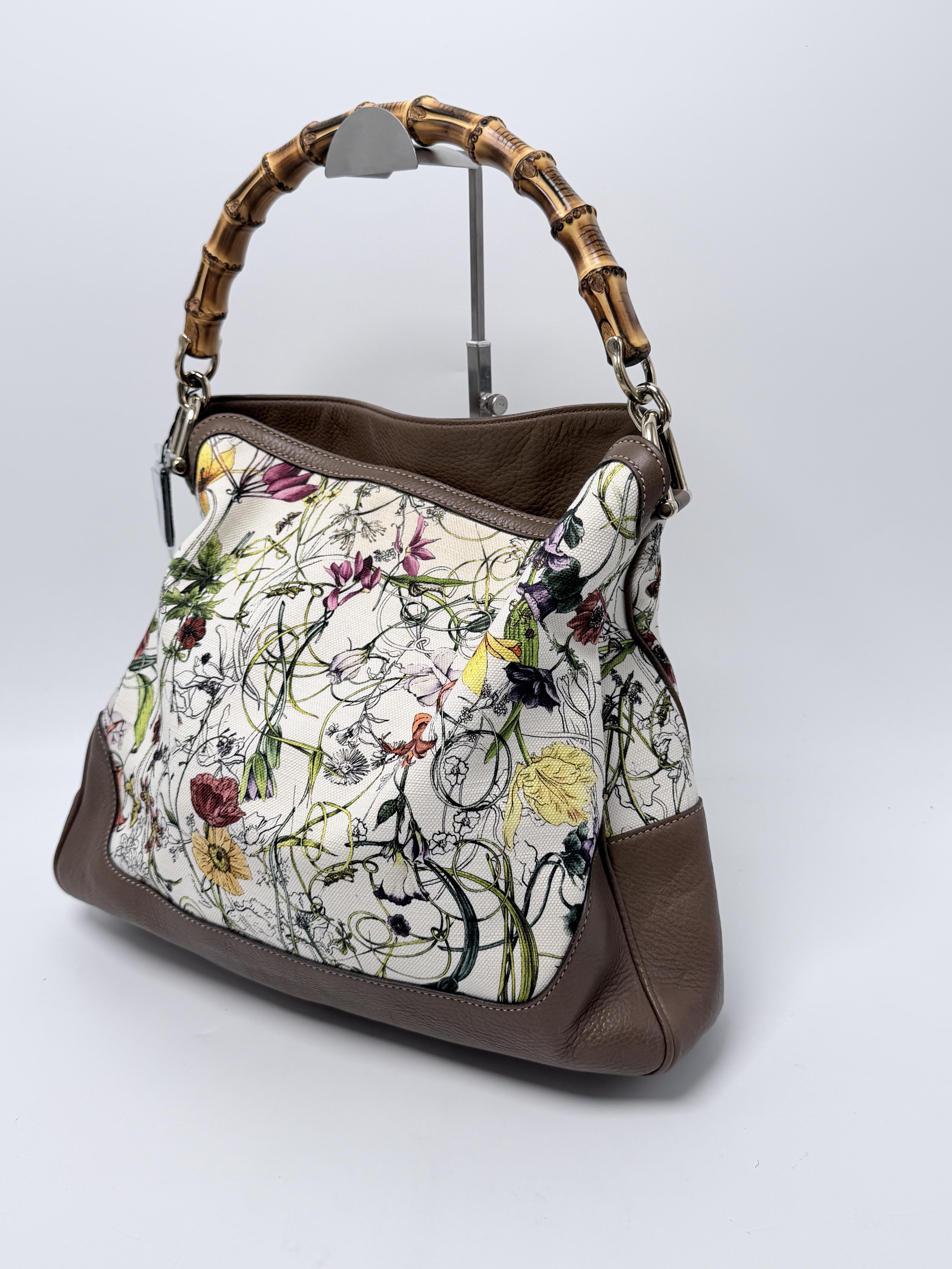 Diana Bamboo Floral 2Way Hobo Bag Shoulder Handbag w/strap JA1422GG