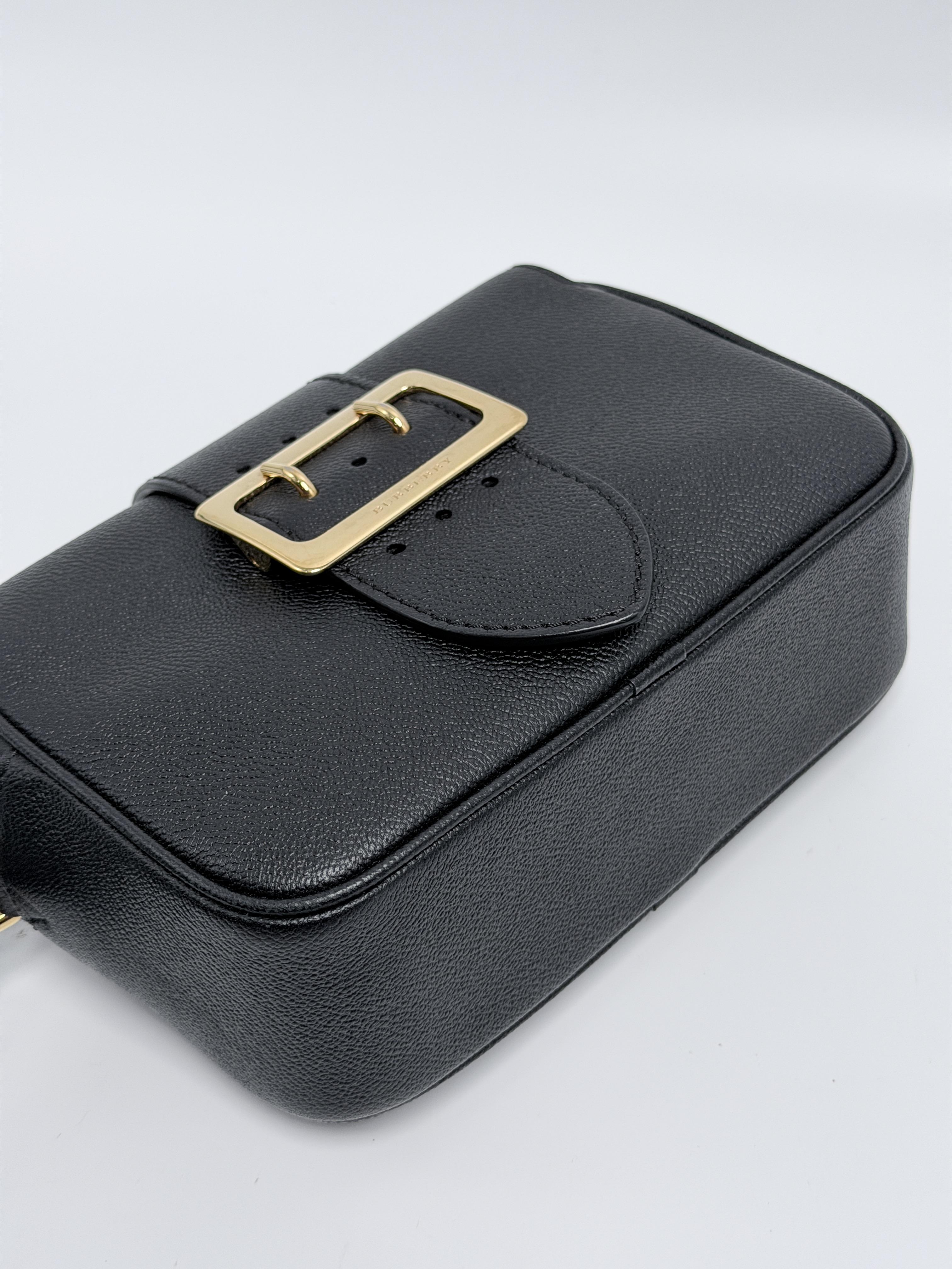 Pre-owned BURBERRY Leather Crossbody Bags Small Buckle Grained Crossbody Shoulder Bag Black ZS135BR