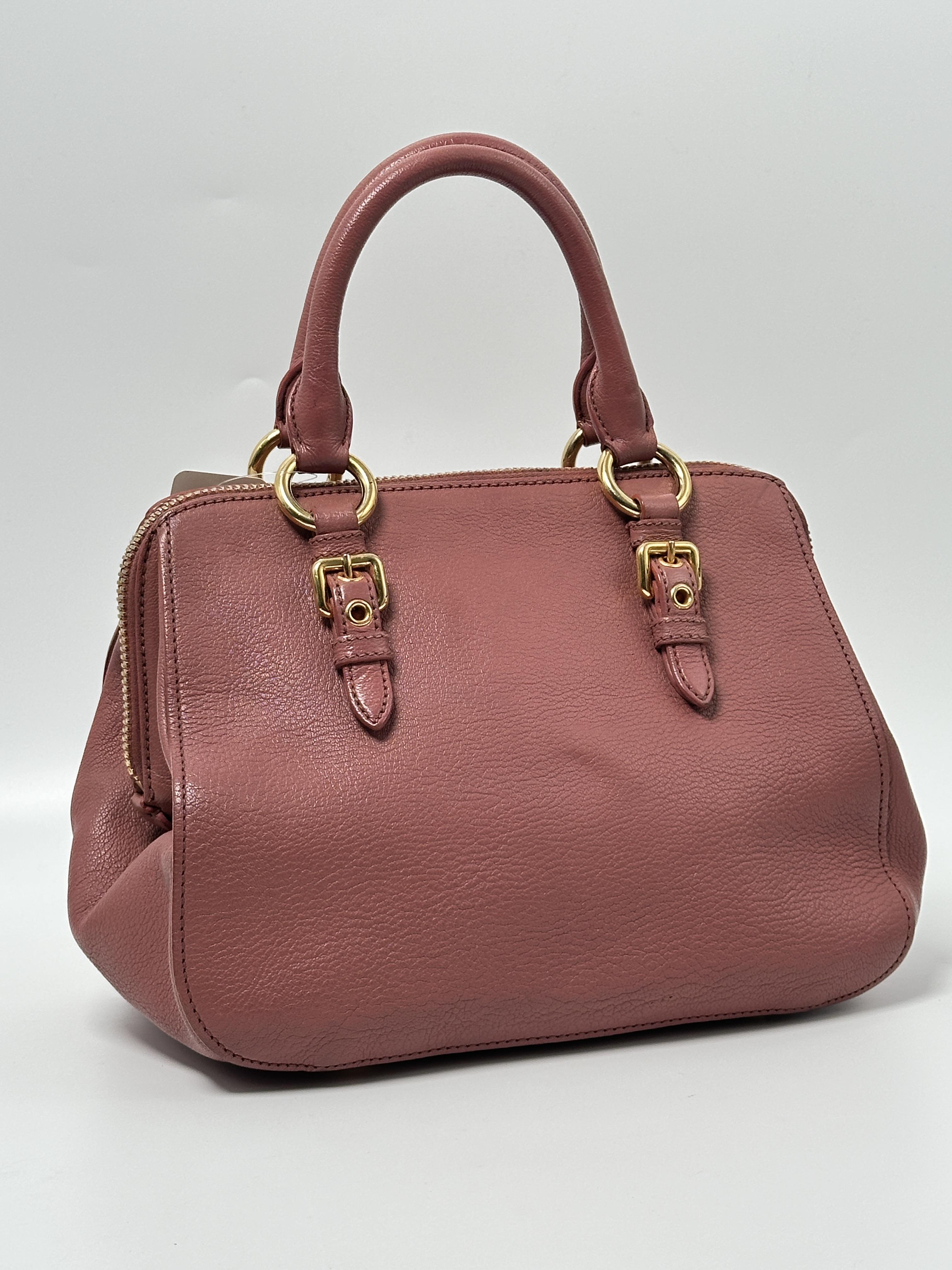 Pink Vitello Lux Shoulder Bag Top Handle Handbag XU002MM