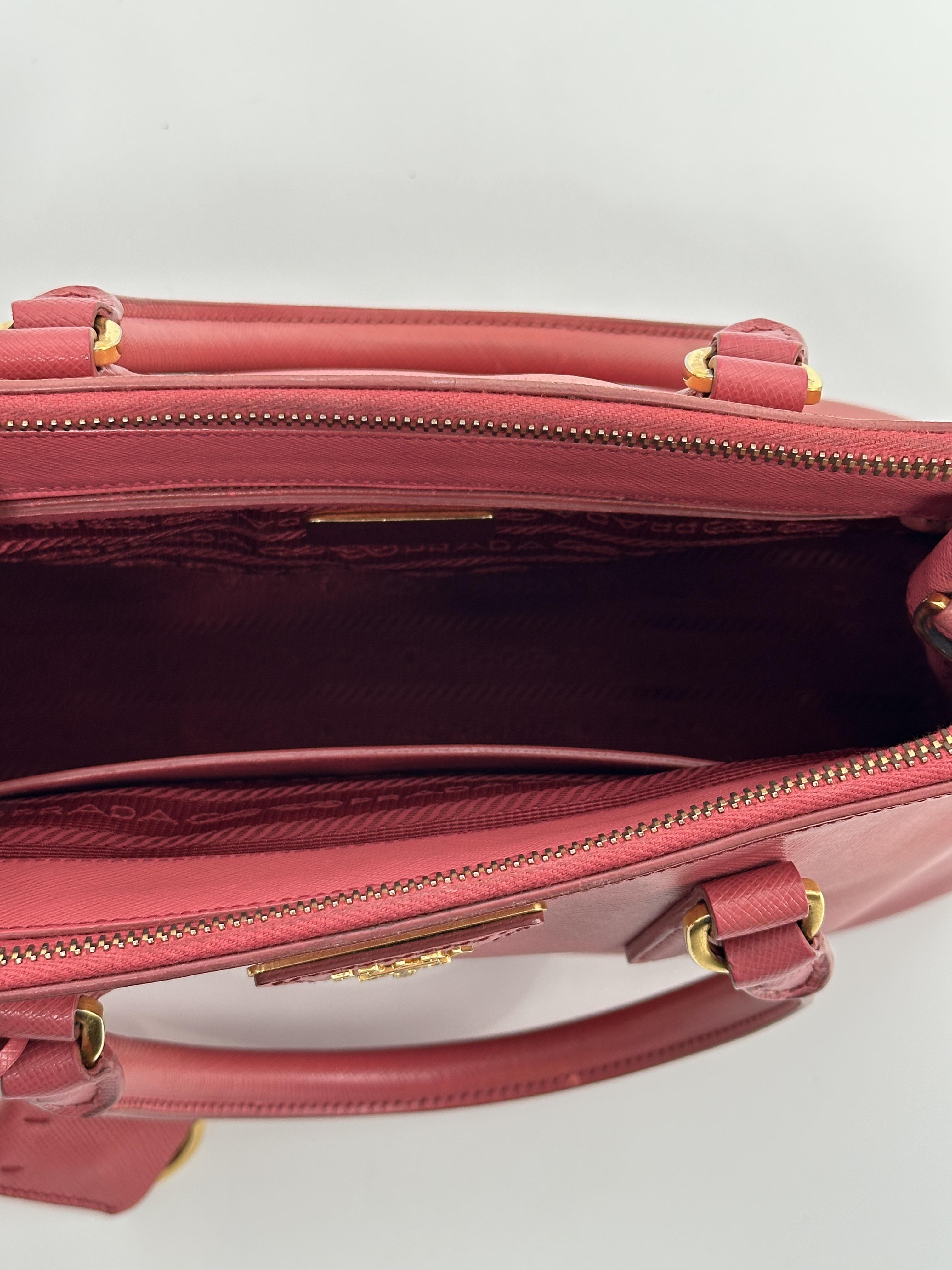 Pre-owned PRADA Leather Shoulder Bags Galleria Small Saffiano Double Zip Tote Bag Handle Handbag Pink JA1050PR