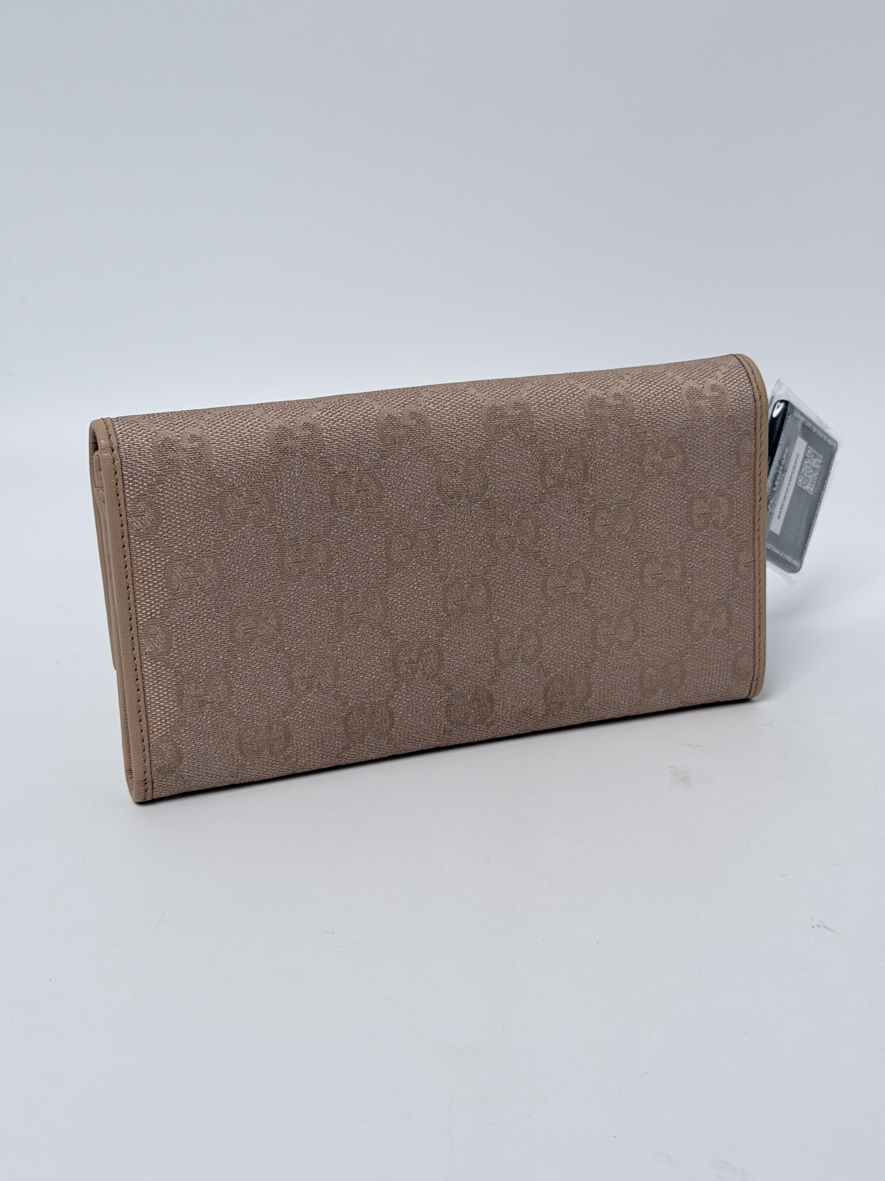 Lovely Heart GG Canvas Continental Long Flap Pink Beige JD1540GG