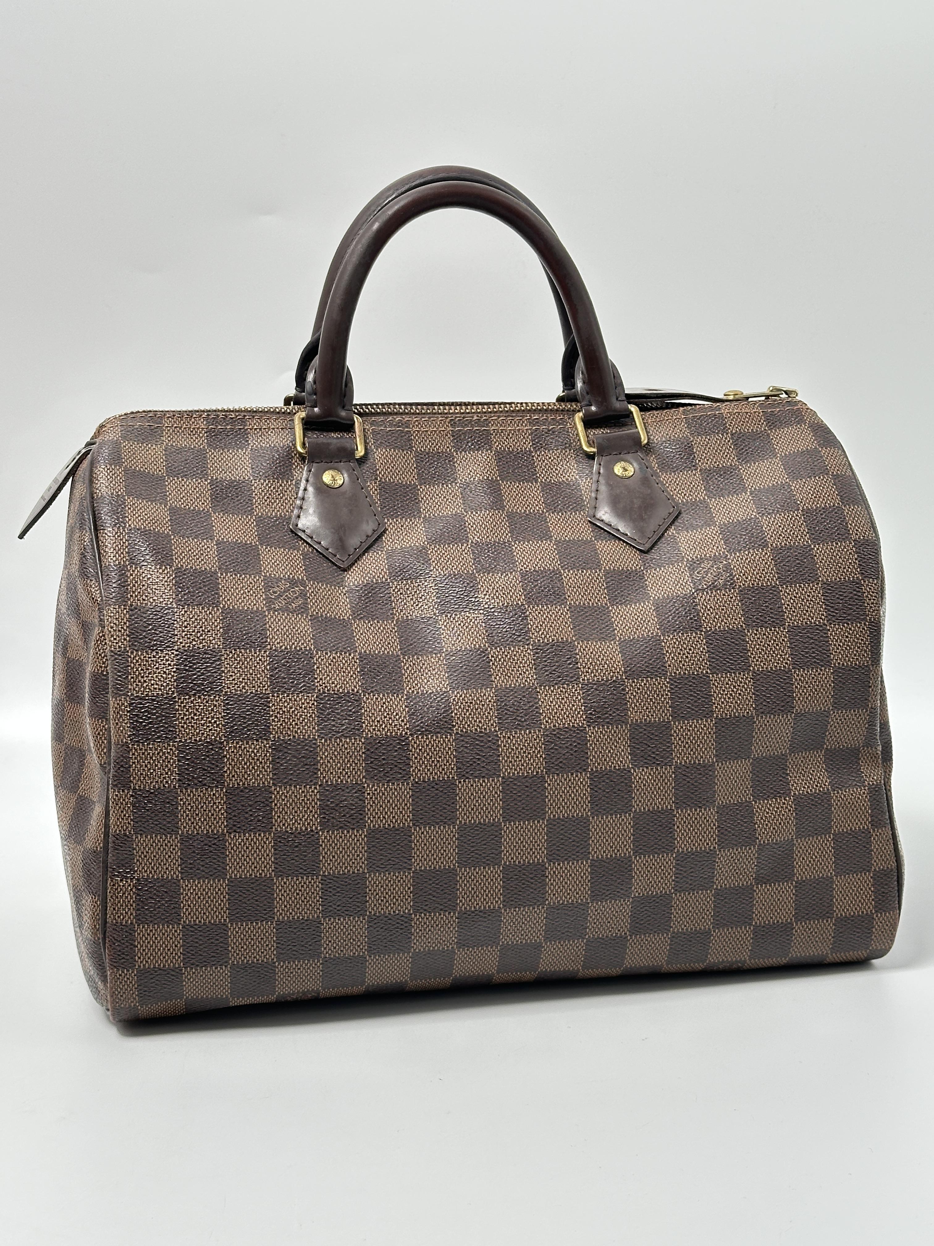 Pre-owned Louis Vuitton Canvas Shoulder Bags Damier Ebene Speedy 30 Top Handle Bag JA382LV