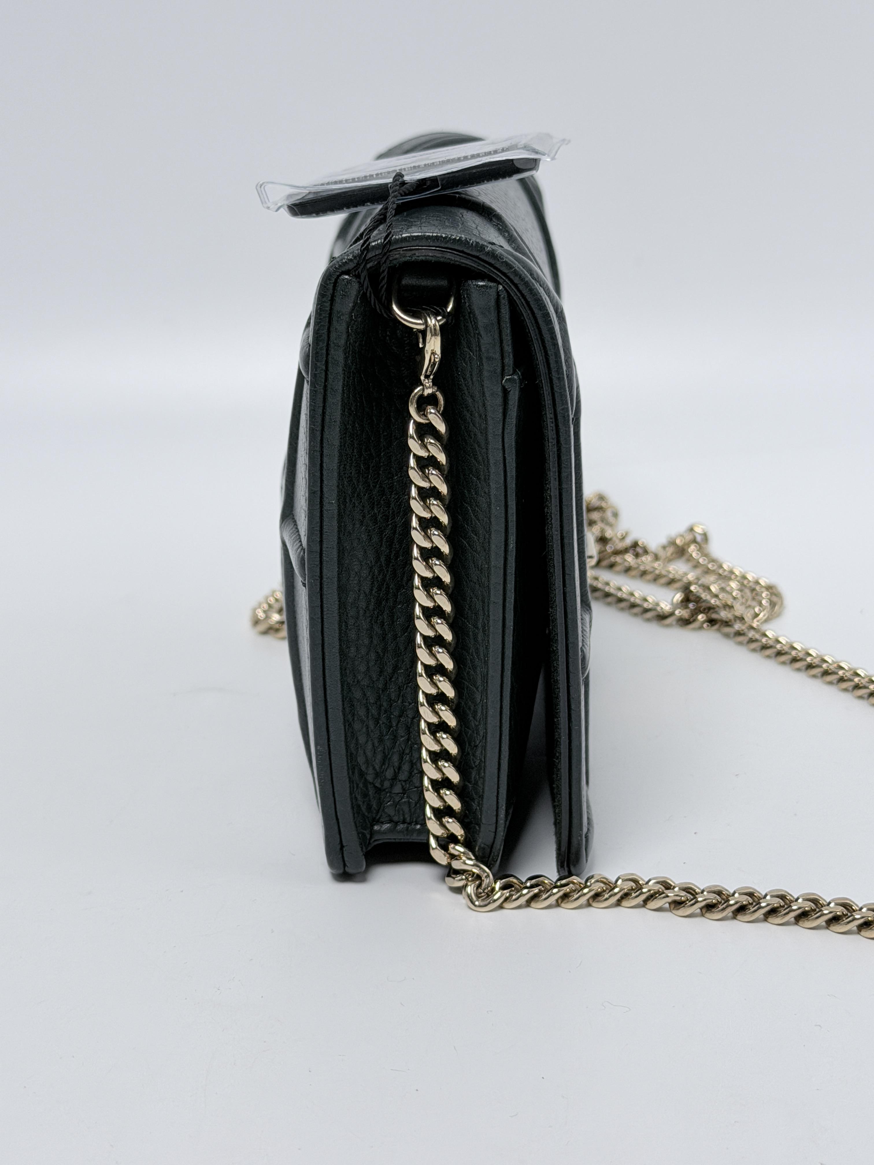 Christian Diorama Wallet on Chain Black Grained Crossbody WOC JD1302DR