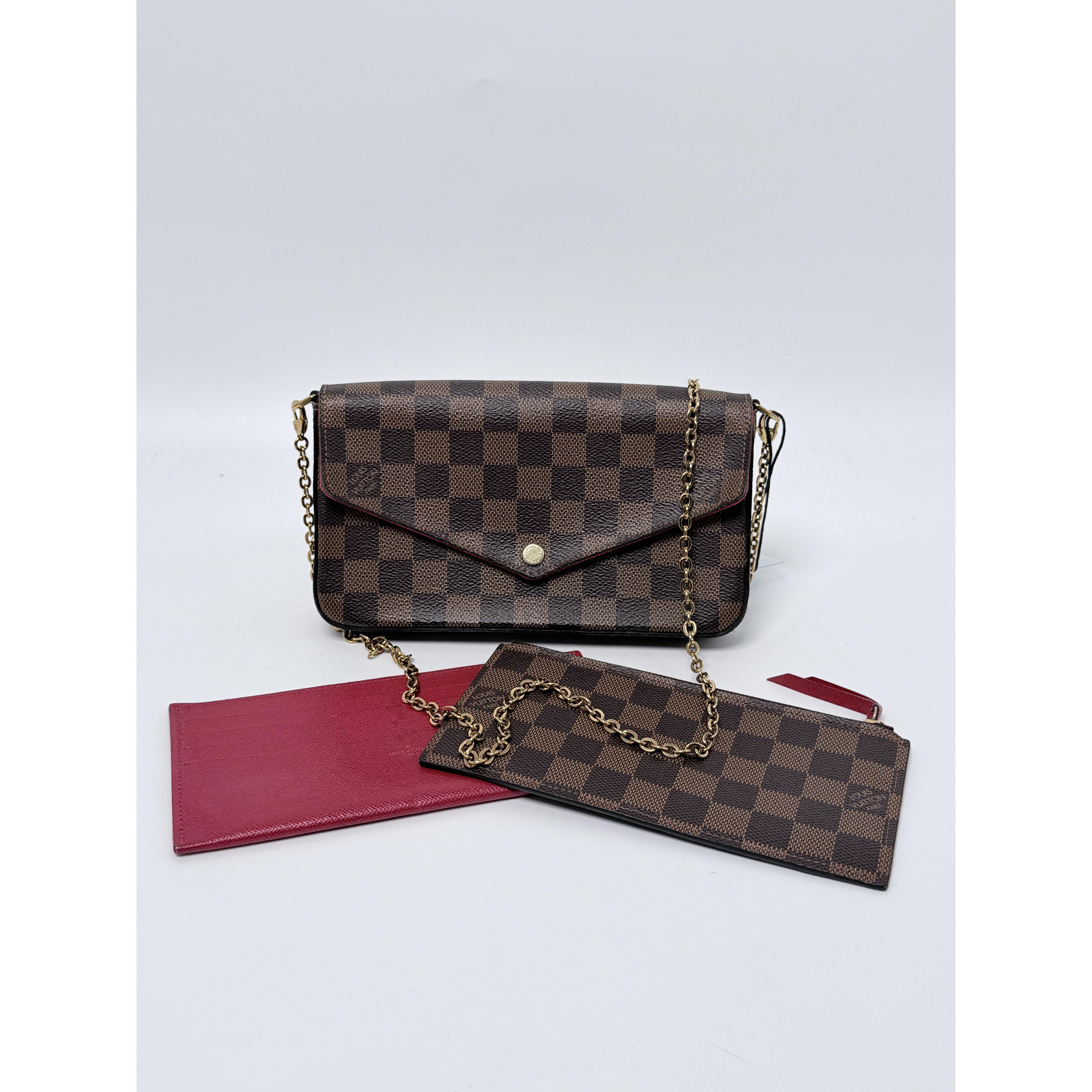 Pre-owned Louis Vuitton coated canvas Crossbody Bags Pochette Félicie Damier Ebene crossbody bag JF10LV
