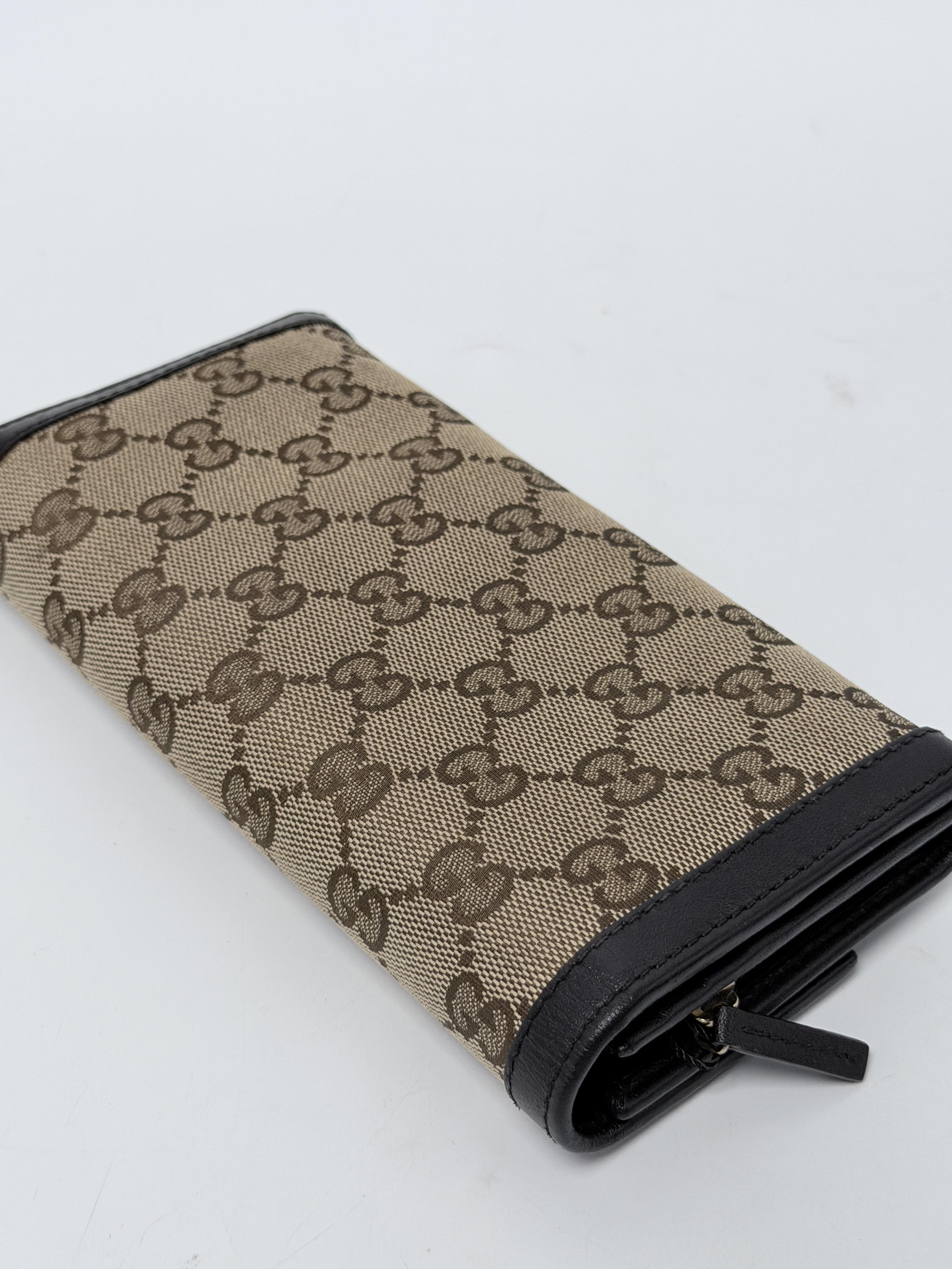 Sukey Interlocking GG Canvas Continental Long Flap Black JD1615GG