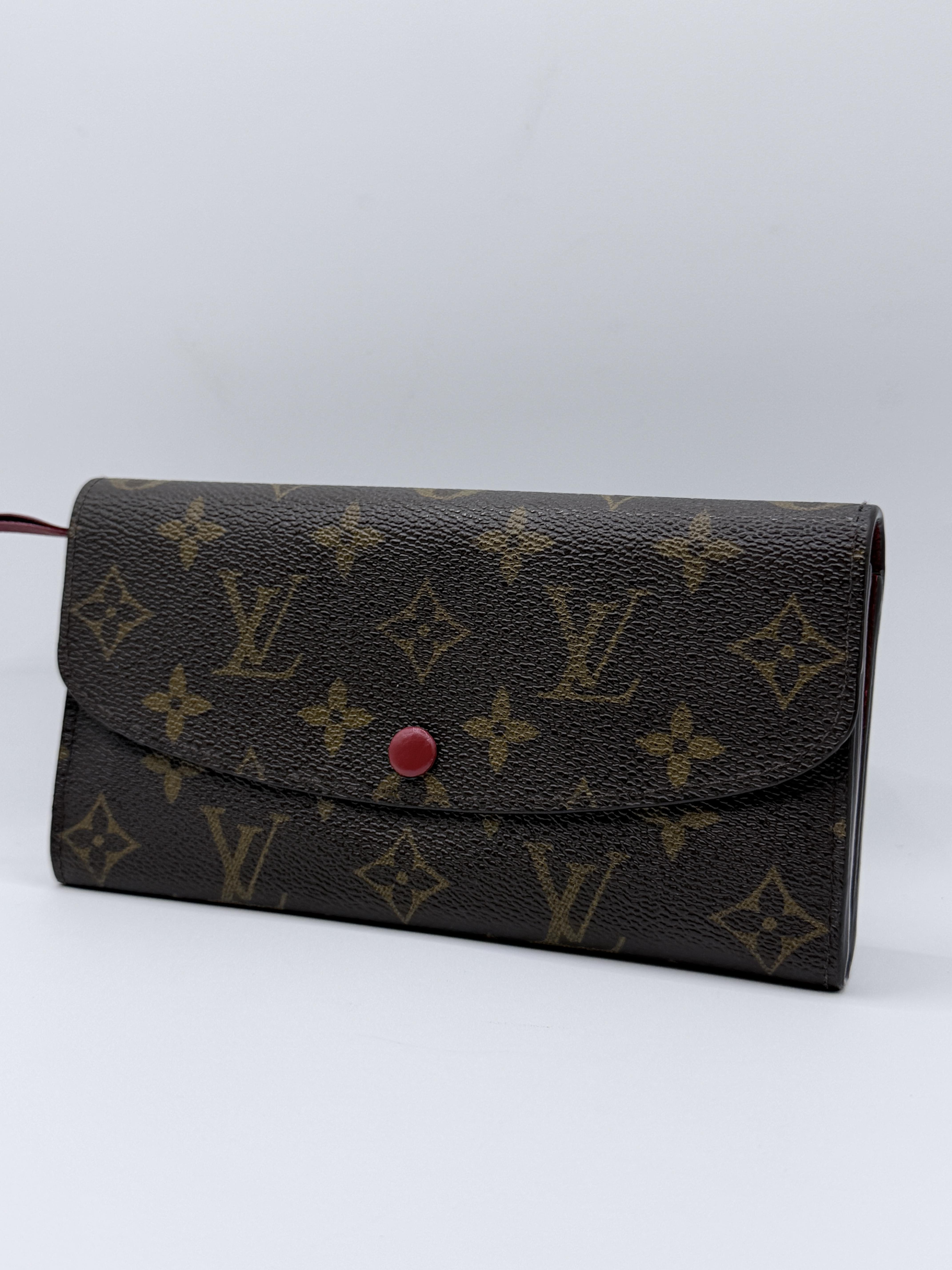 Monogram Emilie Wallet Coquelicot Red Envelope Long Clutch JD896LV