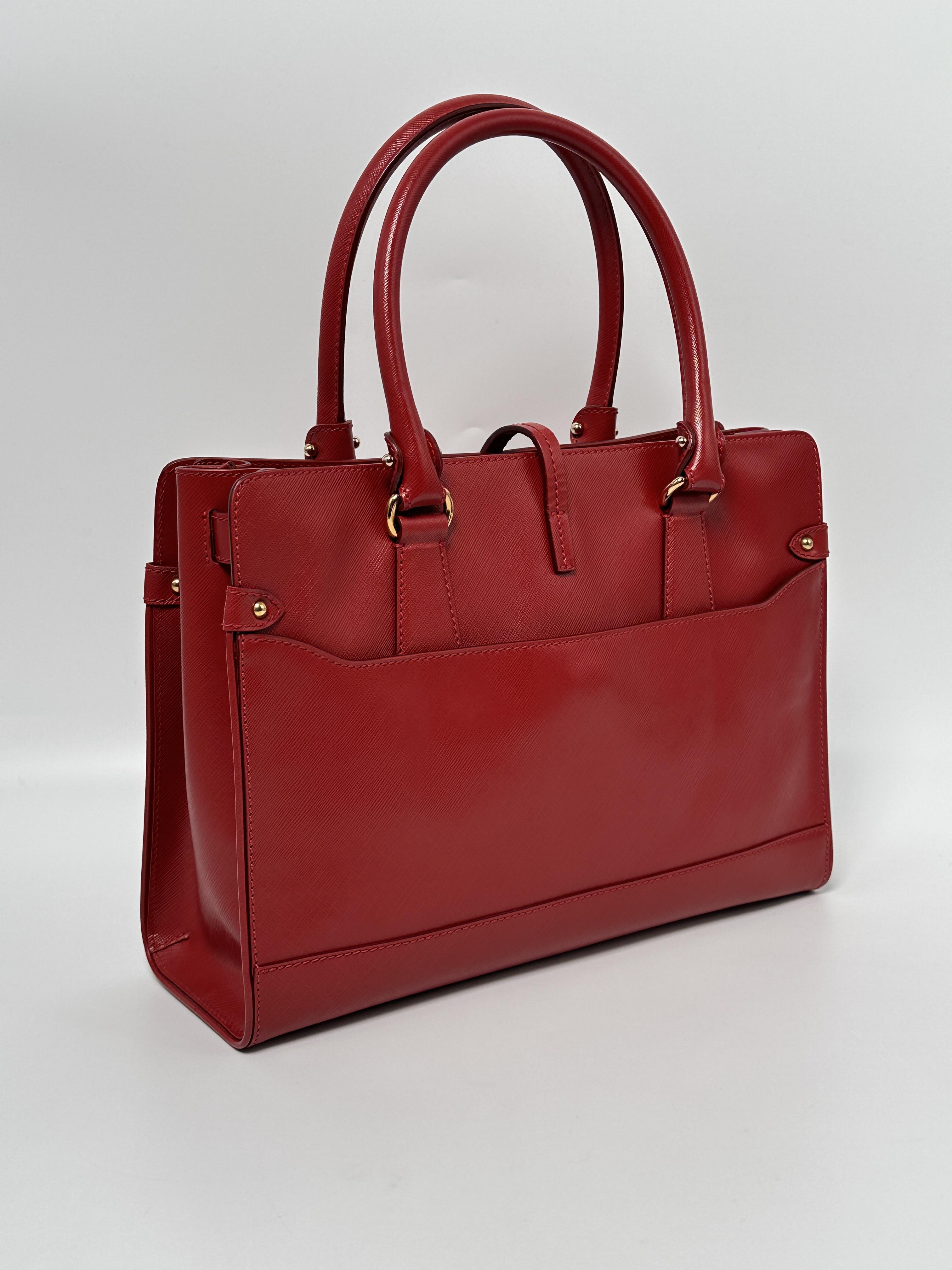 Red Saffiano Briana Tote Bag Top Handle Handbag SH517FG