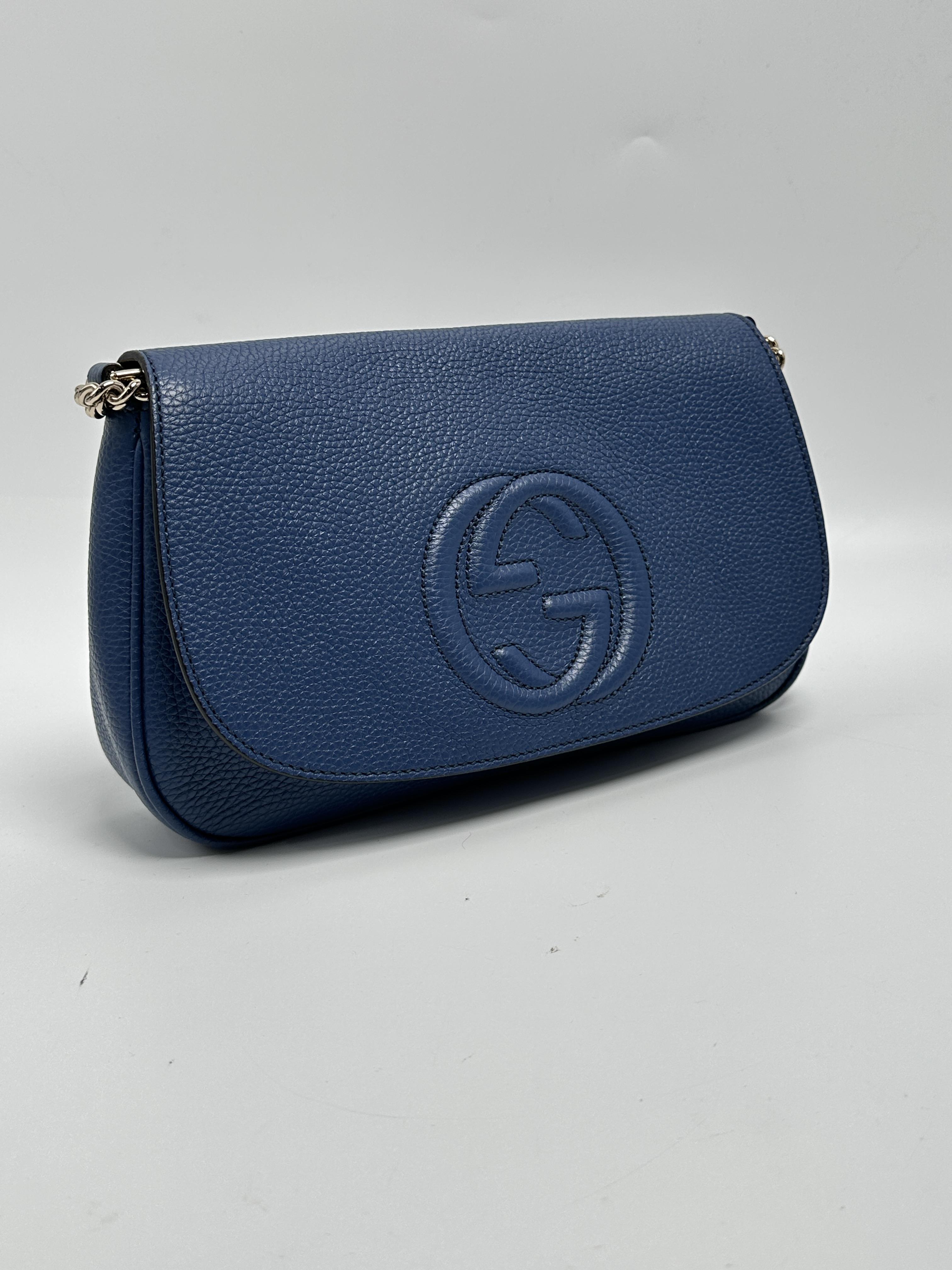 Pre-owned GUCCI leather Crossbody Bags Soho Chain Wallet Crossbody Bag – Blue ZS063GG