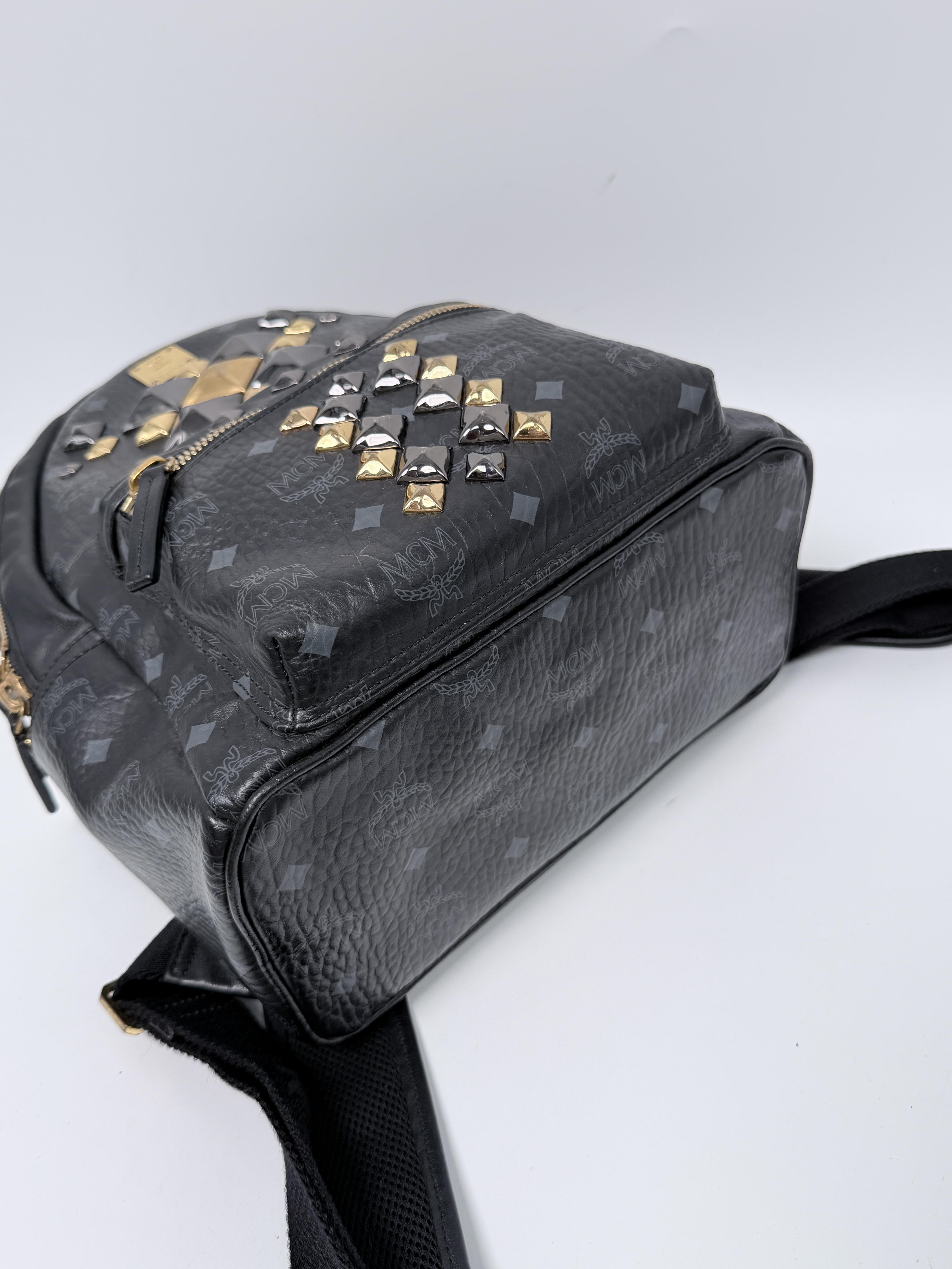 Black Visetos Studded Stark Brock Backpack JC148MCM