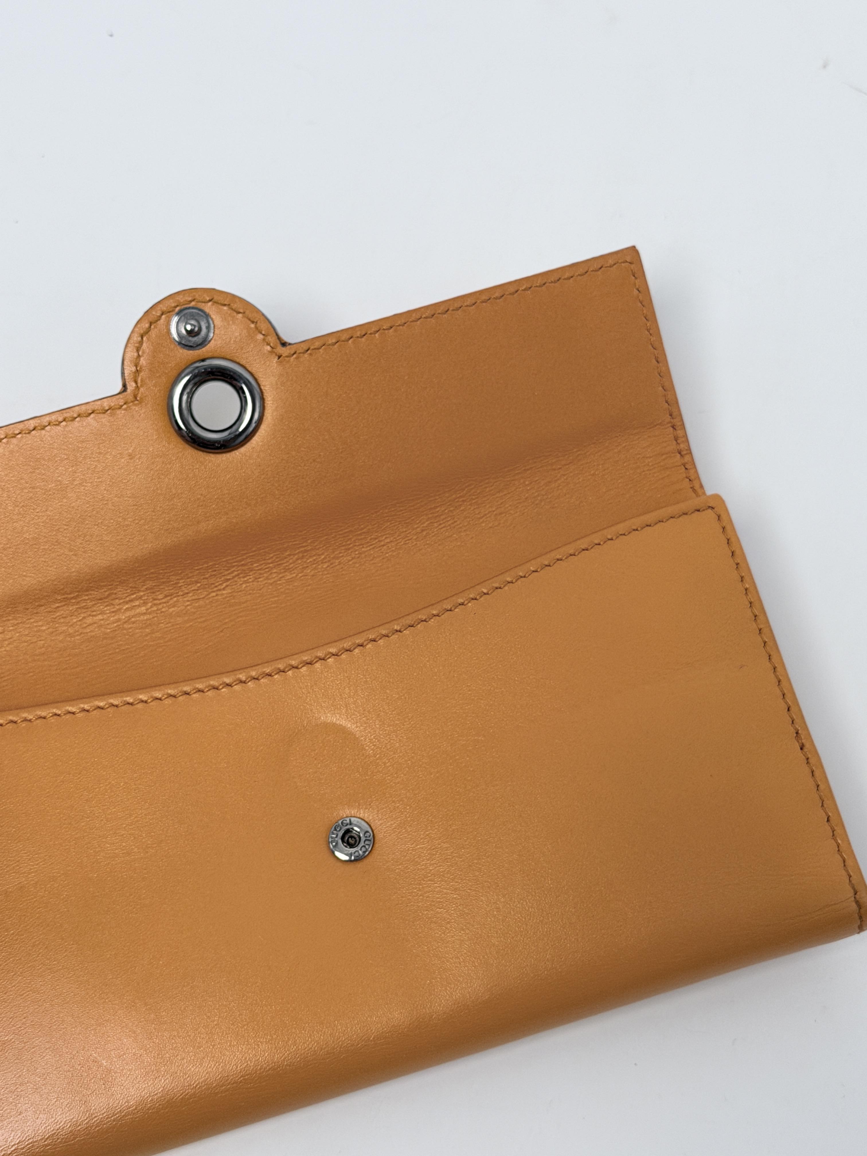 Vintage Eclipse Grained Continental Long Wallet Orange Flap Clutch JD1112GG