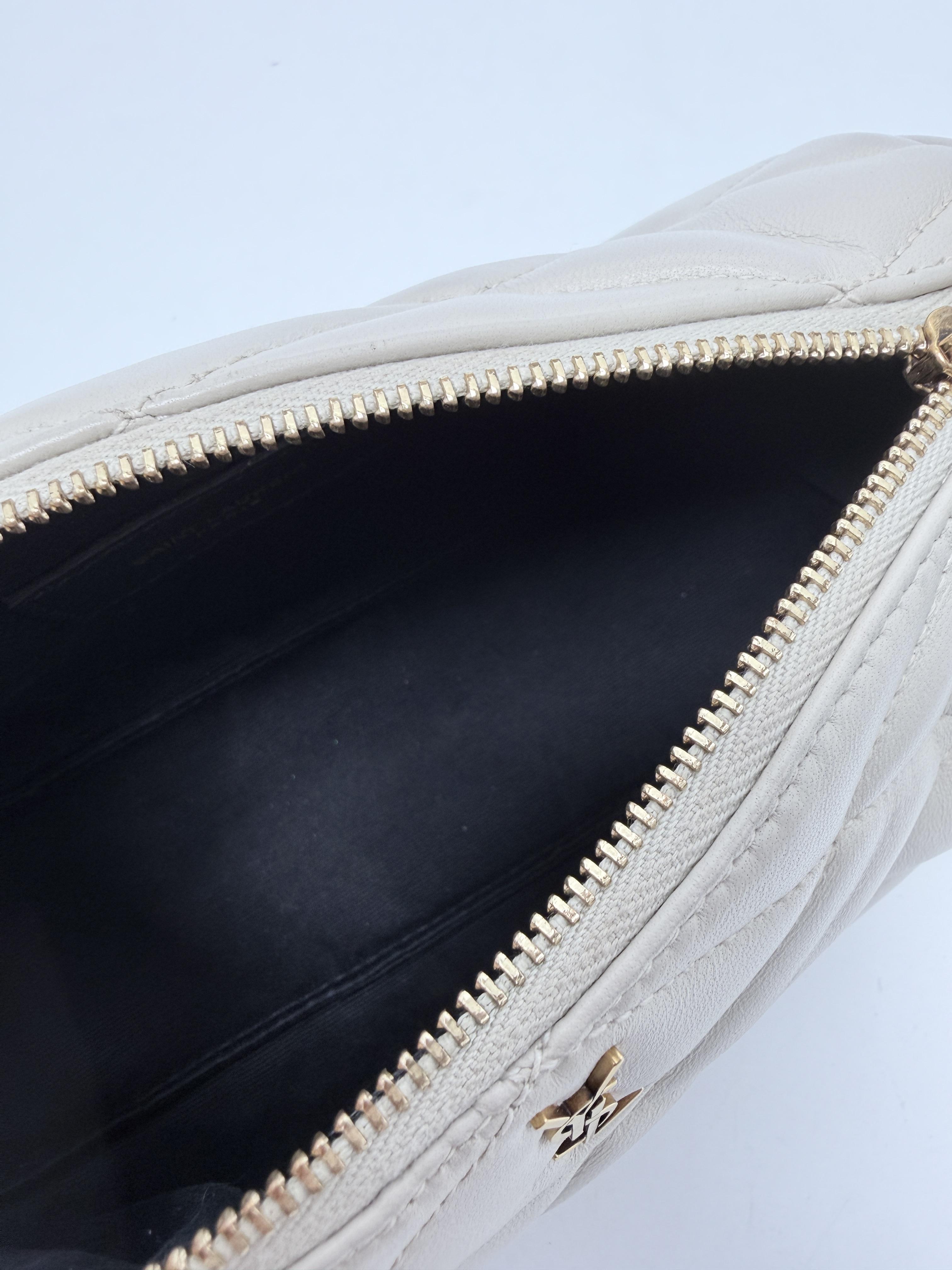 Saint Laurent Sade Mini Tube Bag Cream Quilted Shoulder Handbag JA1331YS