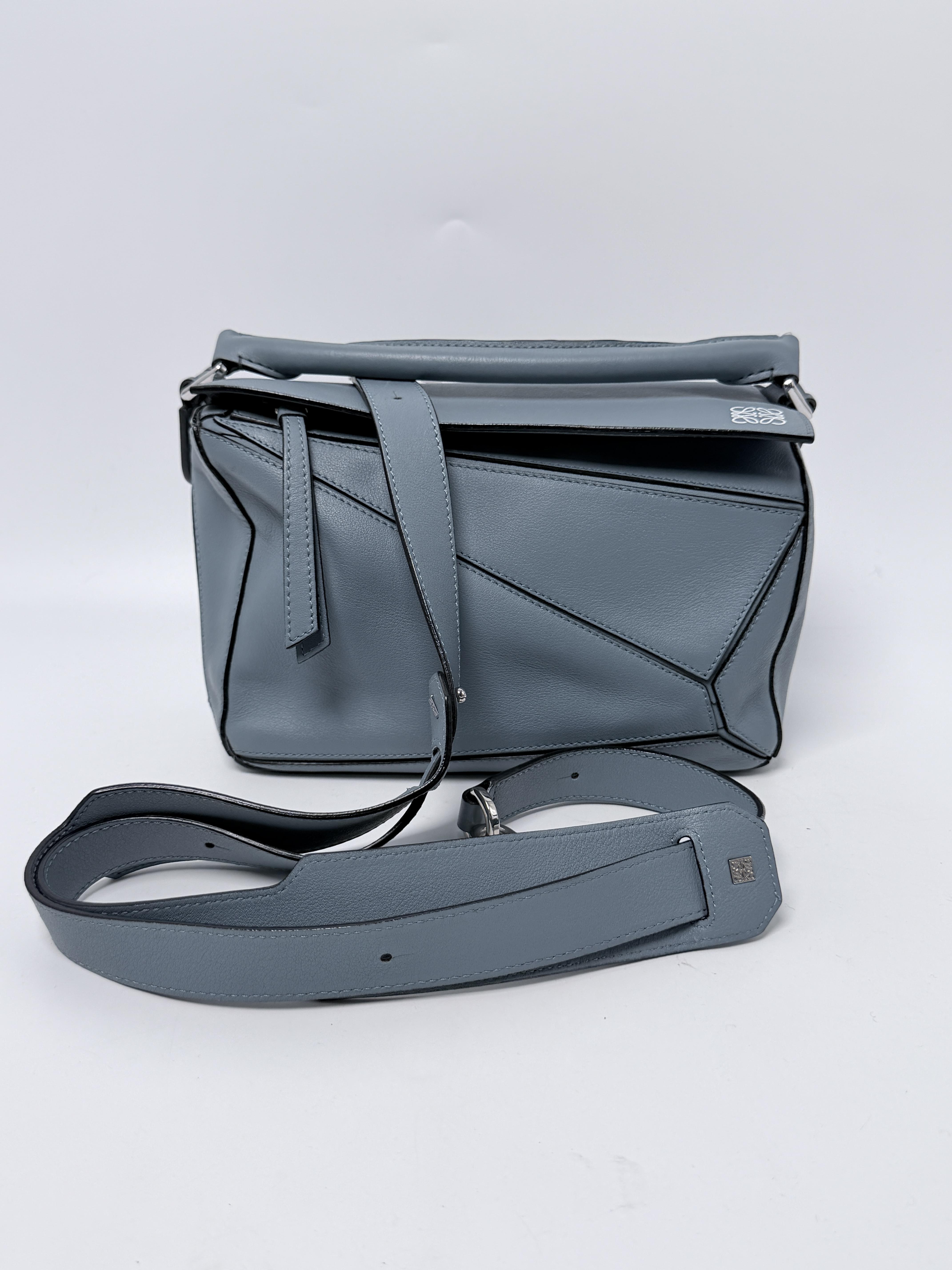 Puzzle Stone Blue Grained Crossbody Bag Handle Handbag XU005LW