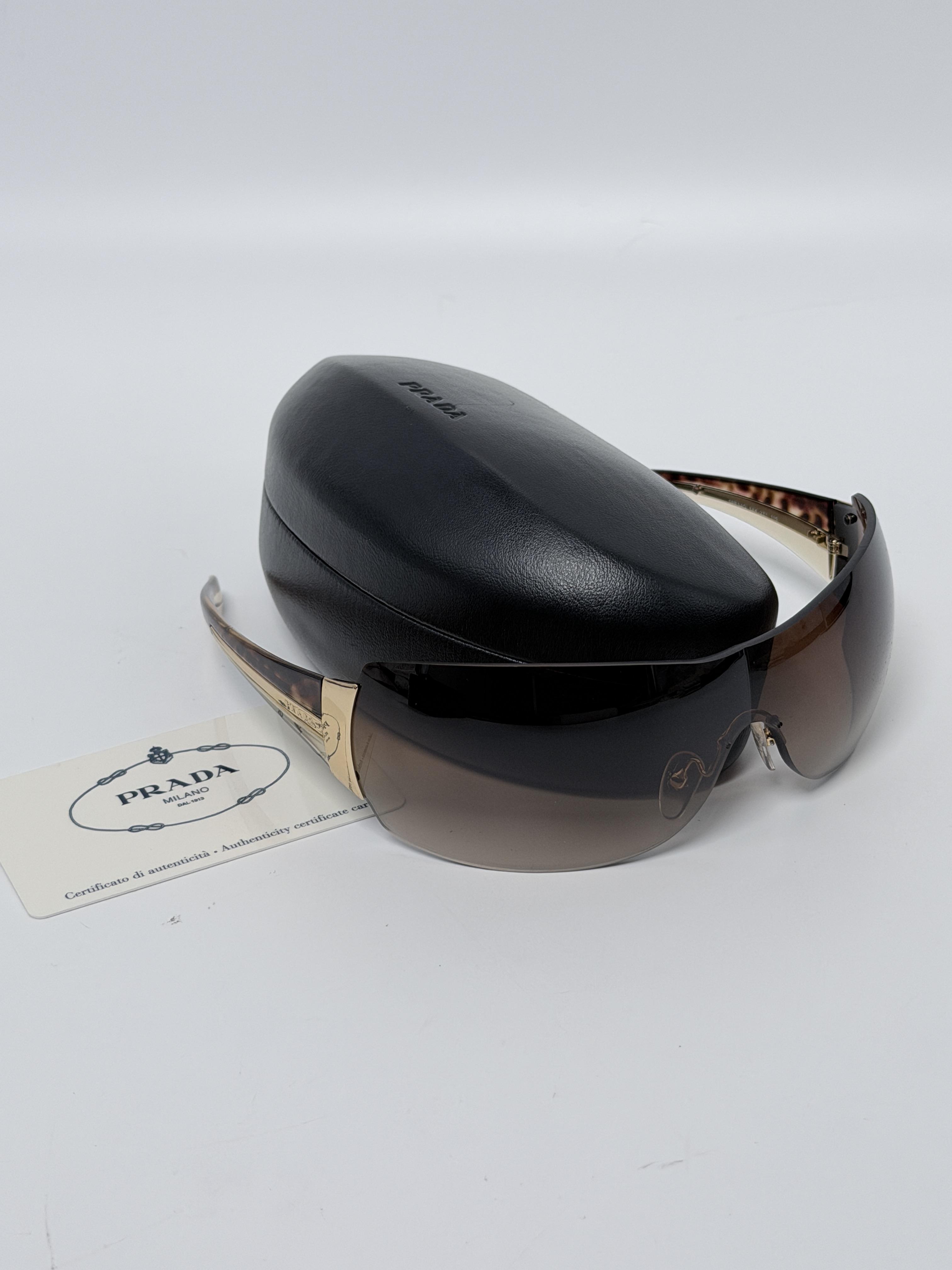 Prada SPR 54G Rimless Shield Wrap Sunglasses PR001S
