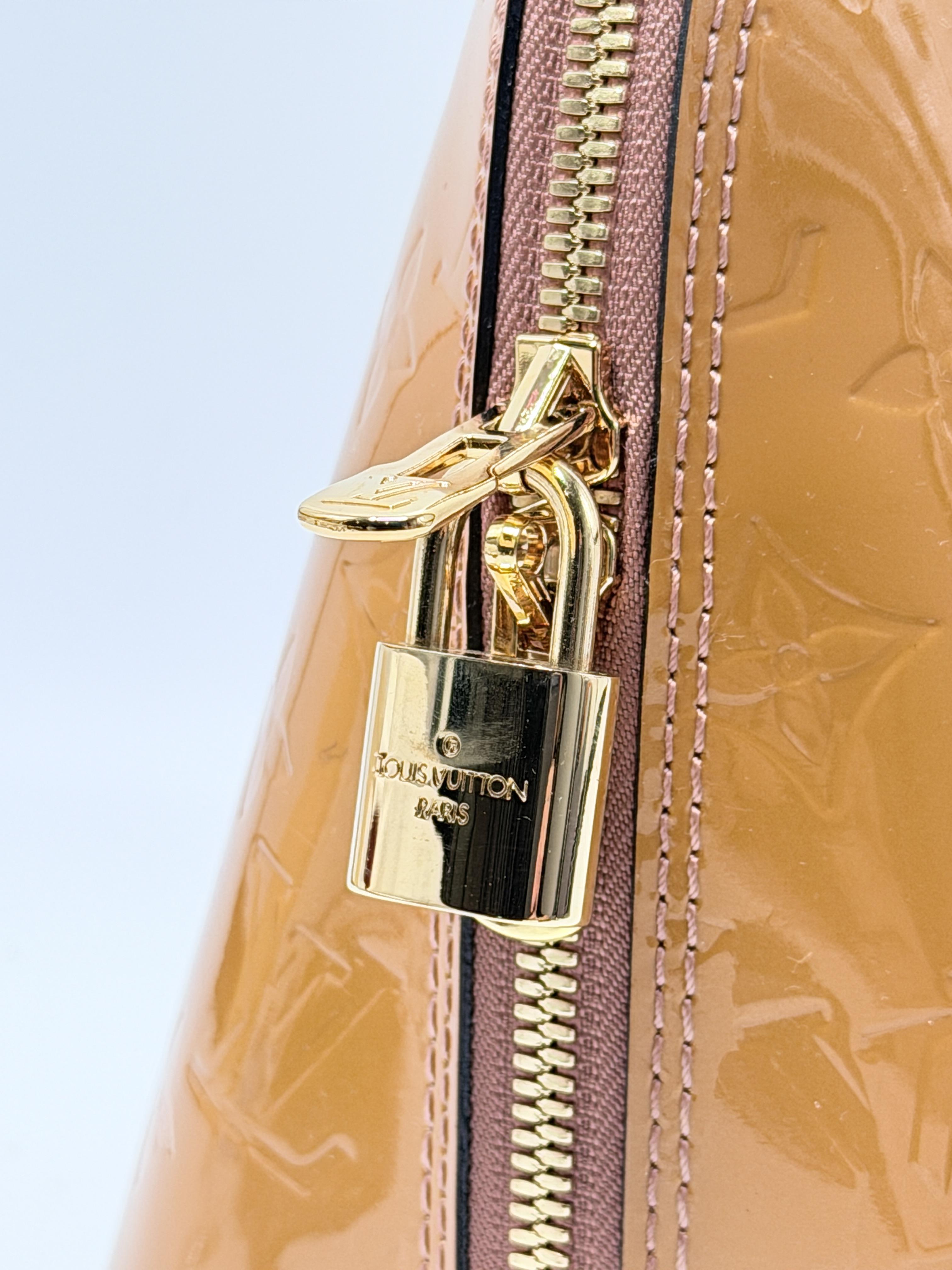 Monogram Vernis Alma PM Bronze Beige Handle Handbag Bag JD1592LV