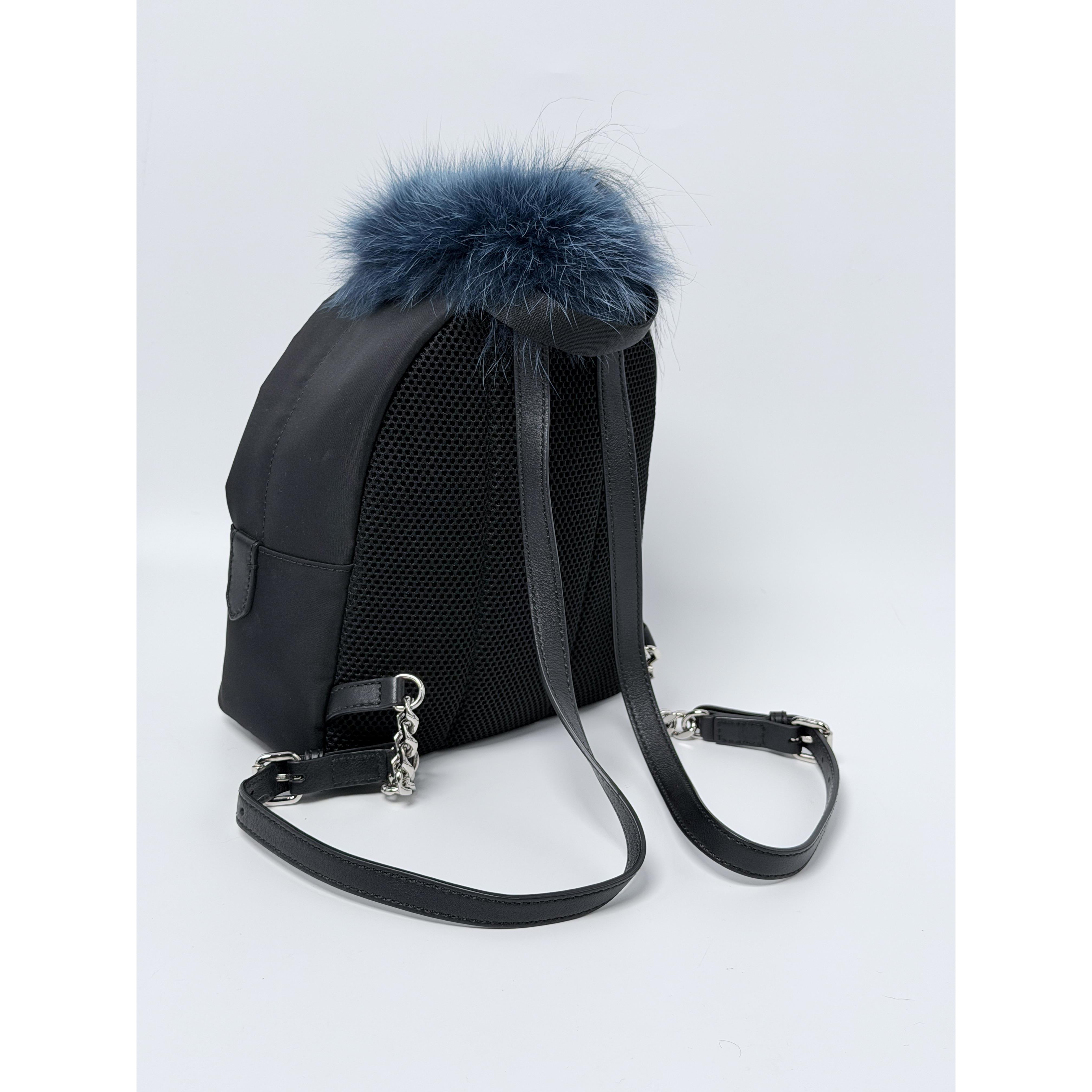 Black Nylon and Monster Eyes Mini Backpack JD005FD