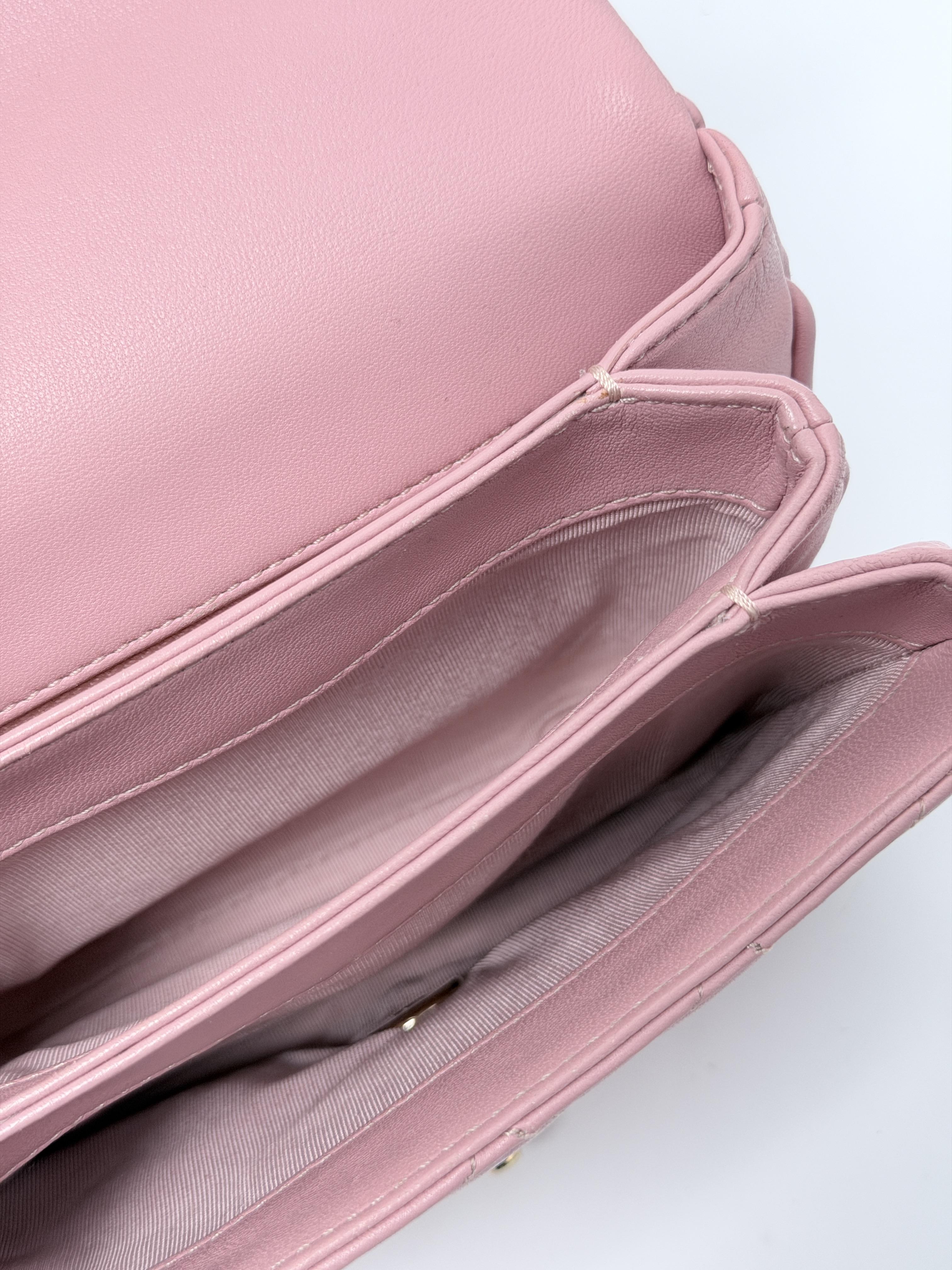 Citizen Chic Mini Flap Bag Pink Lambskin Gold Hardware Top Handle Crossbody P052CC