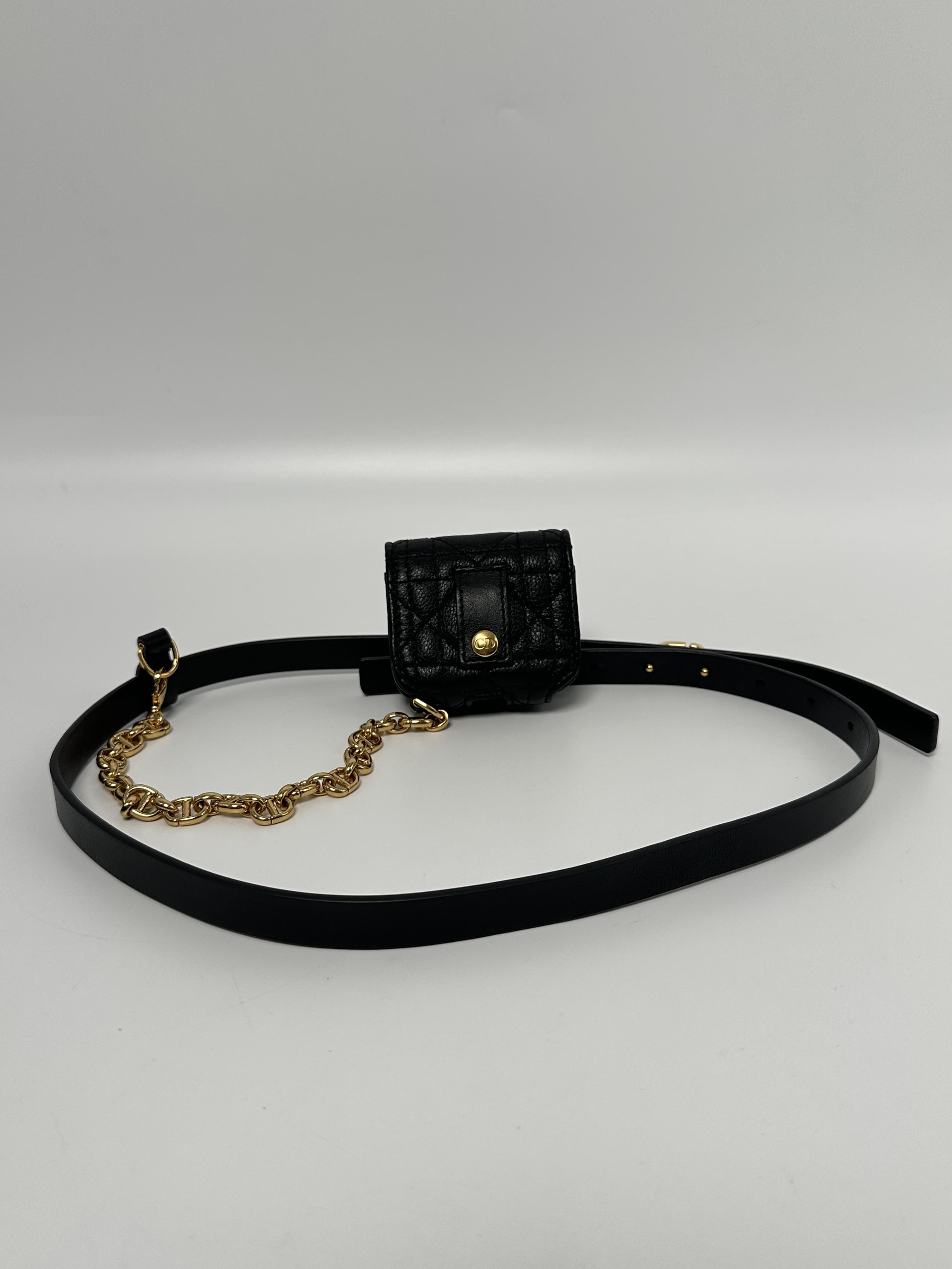 Pre-owned Dior leather Belt Bags Christian Black Belt Pouch JD809DR
