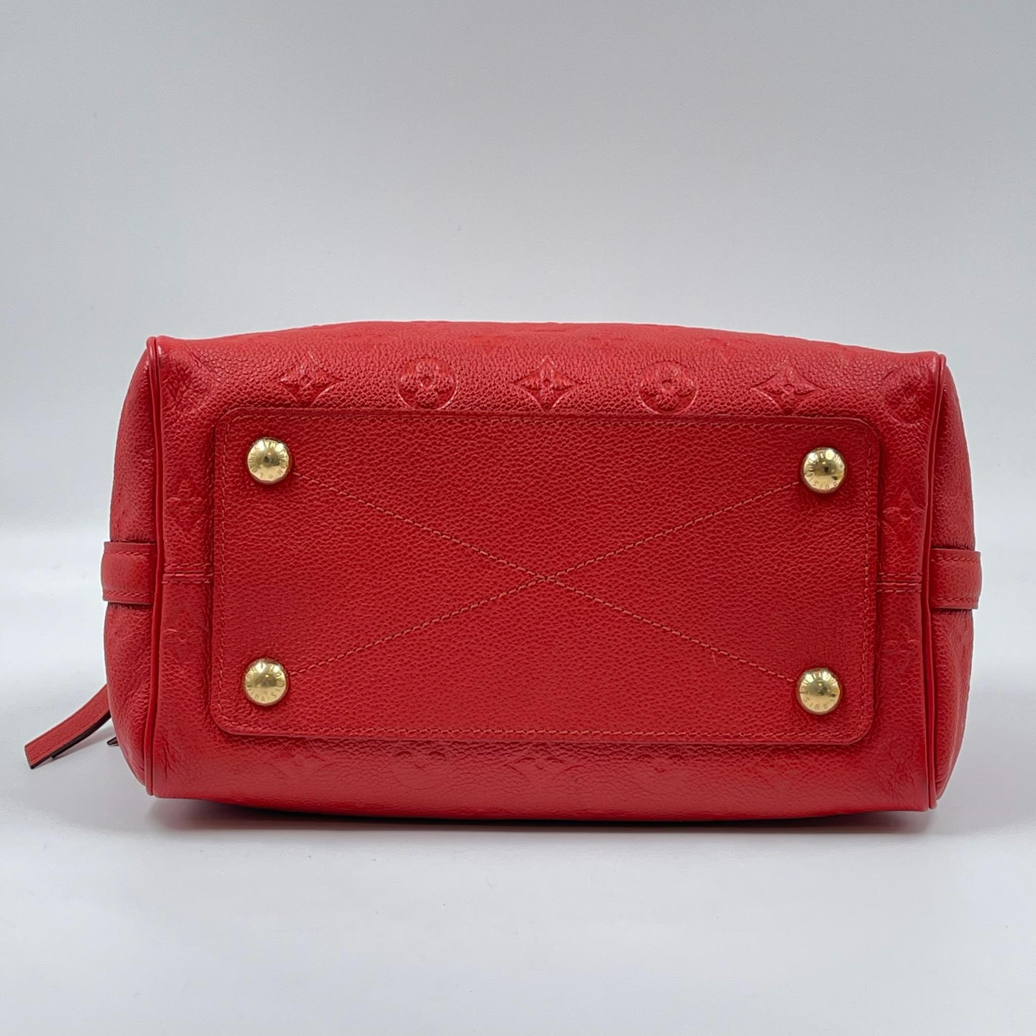 Pre-owned Louis Vuitton calfskin Crossbody Bags Speedy Bandoulière 25 Monogram Empreinte Red Handle Handbag LV185Fei