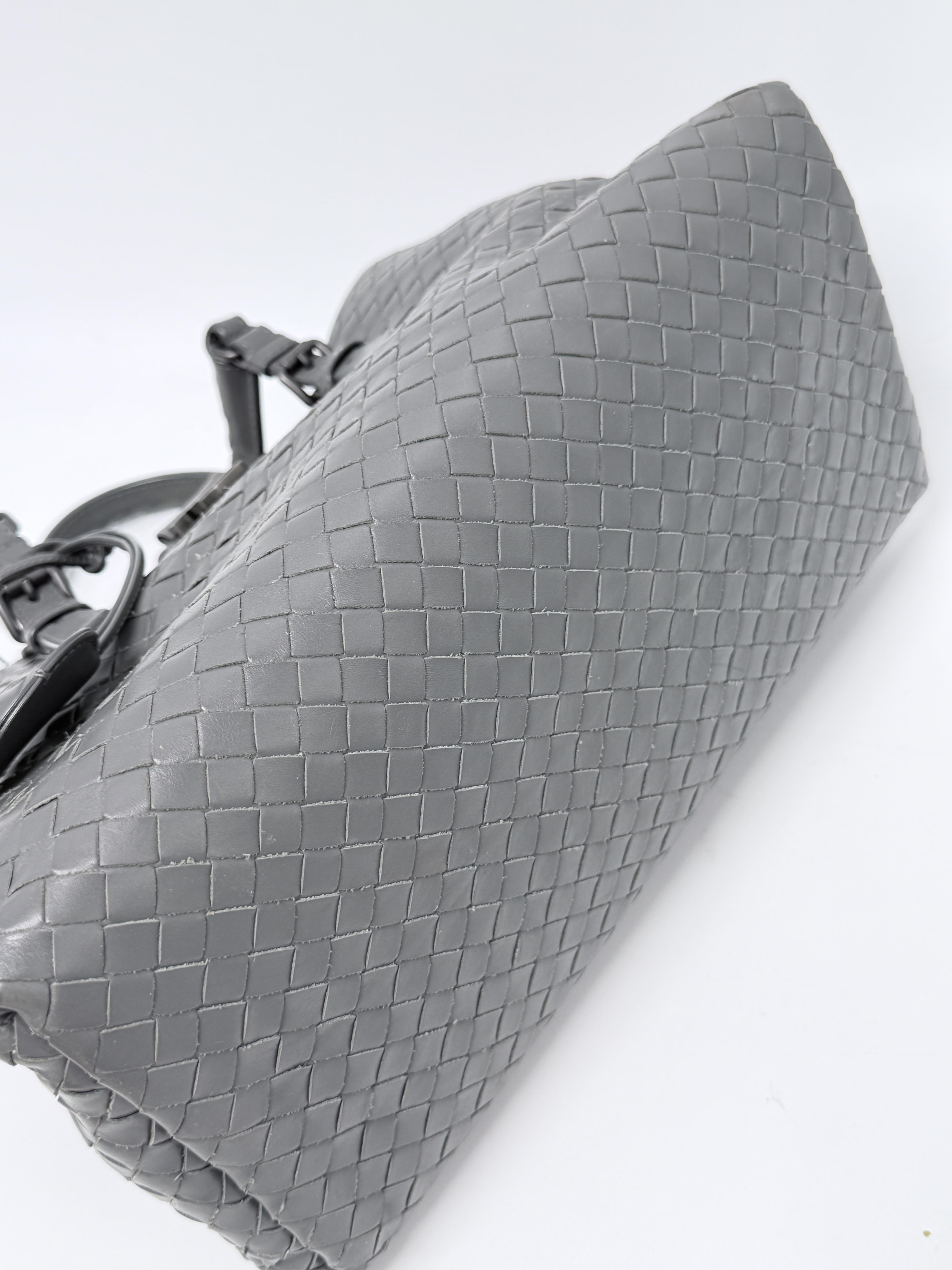Intrecciato Roma Tote Bag Ferro Grey Handle Handbag JA1389BV