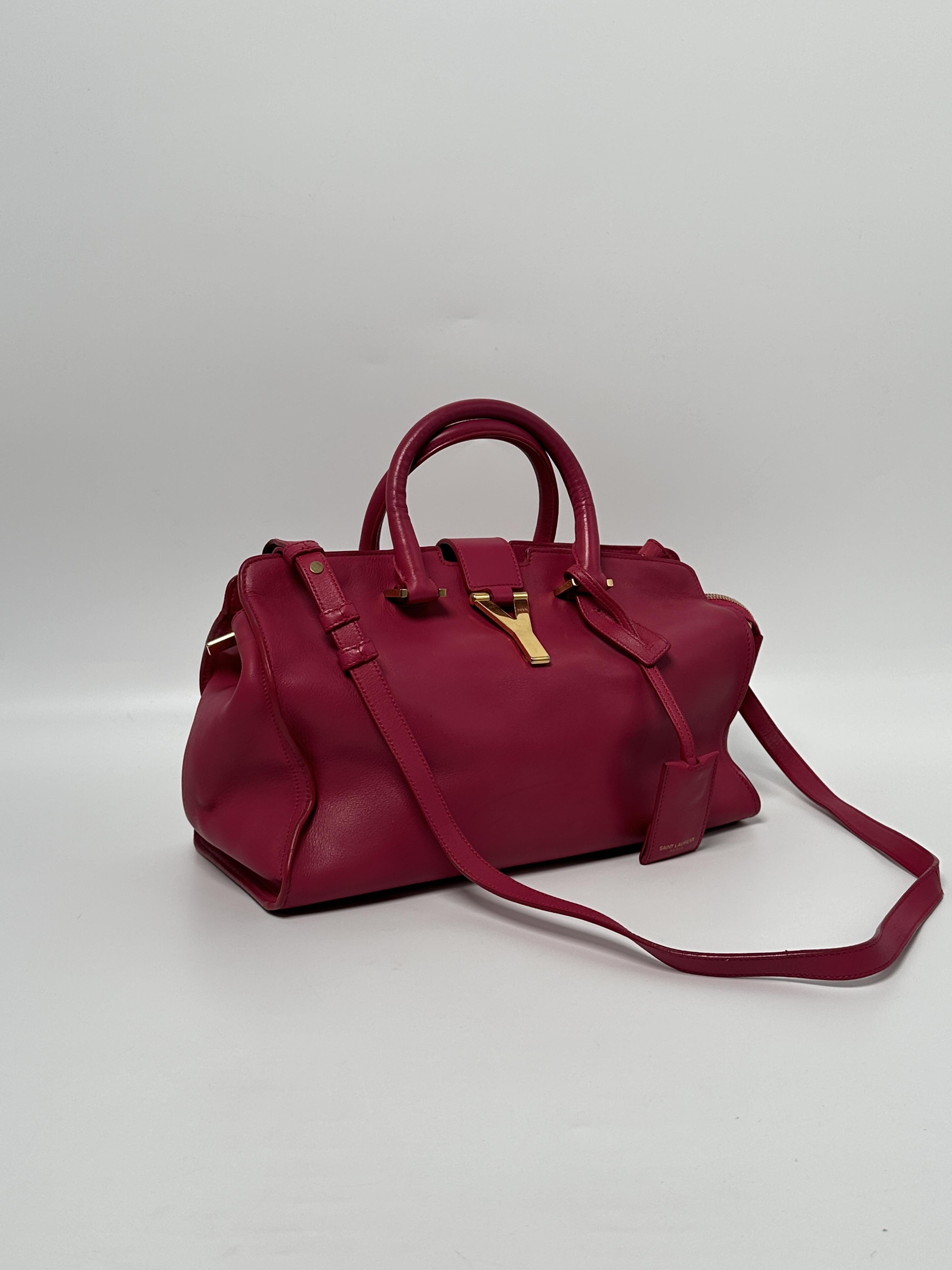 Pre-owned Yves Saint Laurent leather Shoulder Bags Saint Laurent Cabas Chyc Pink Satchel Shoulder Bag Top Handle Handbag JD017JX